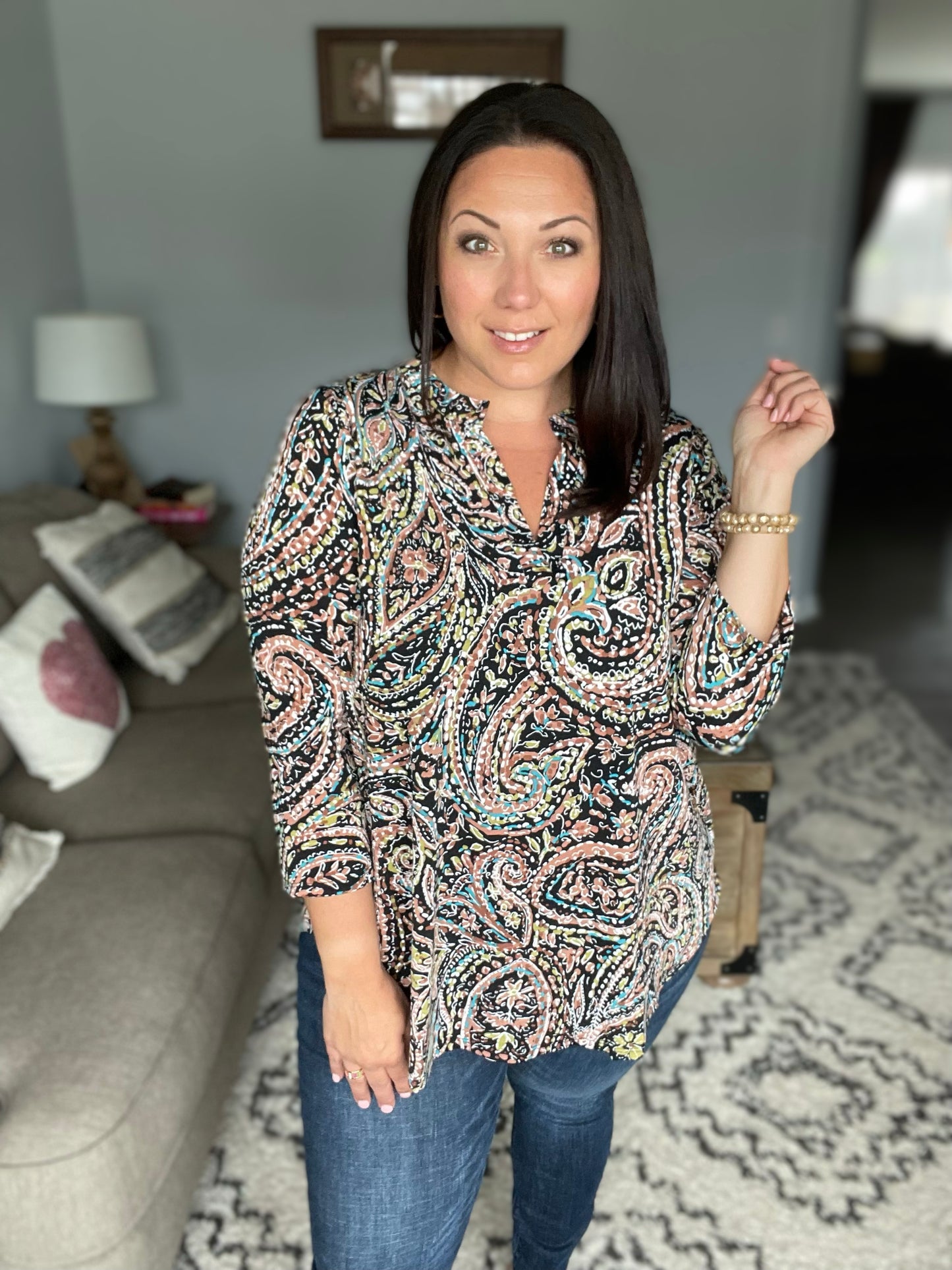 I Think Different Top Teal Paisley