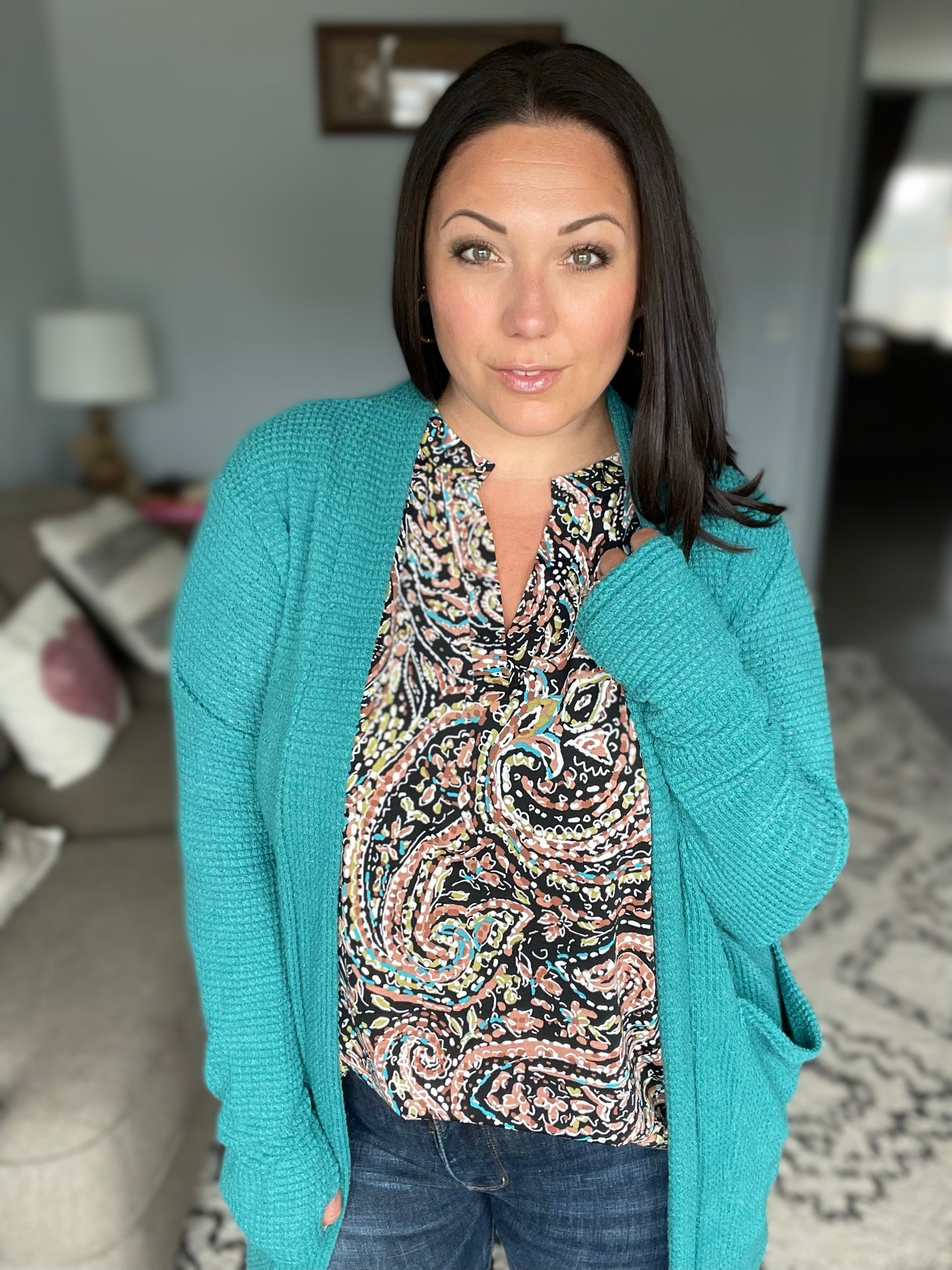 I Think Different Top Teal Paisley