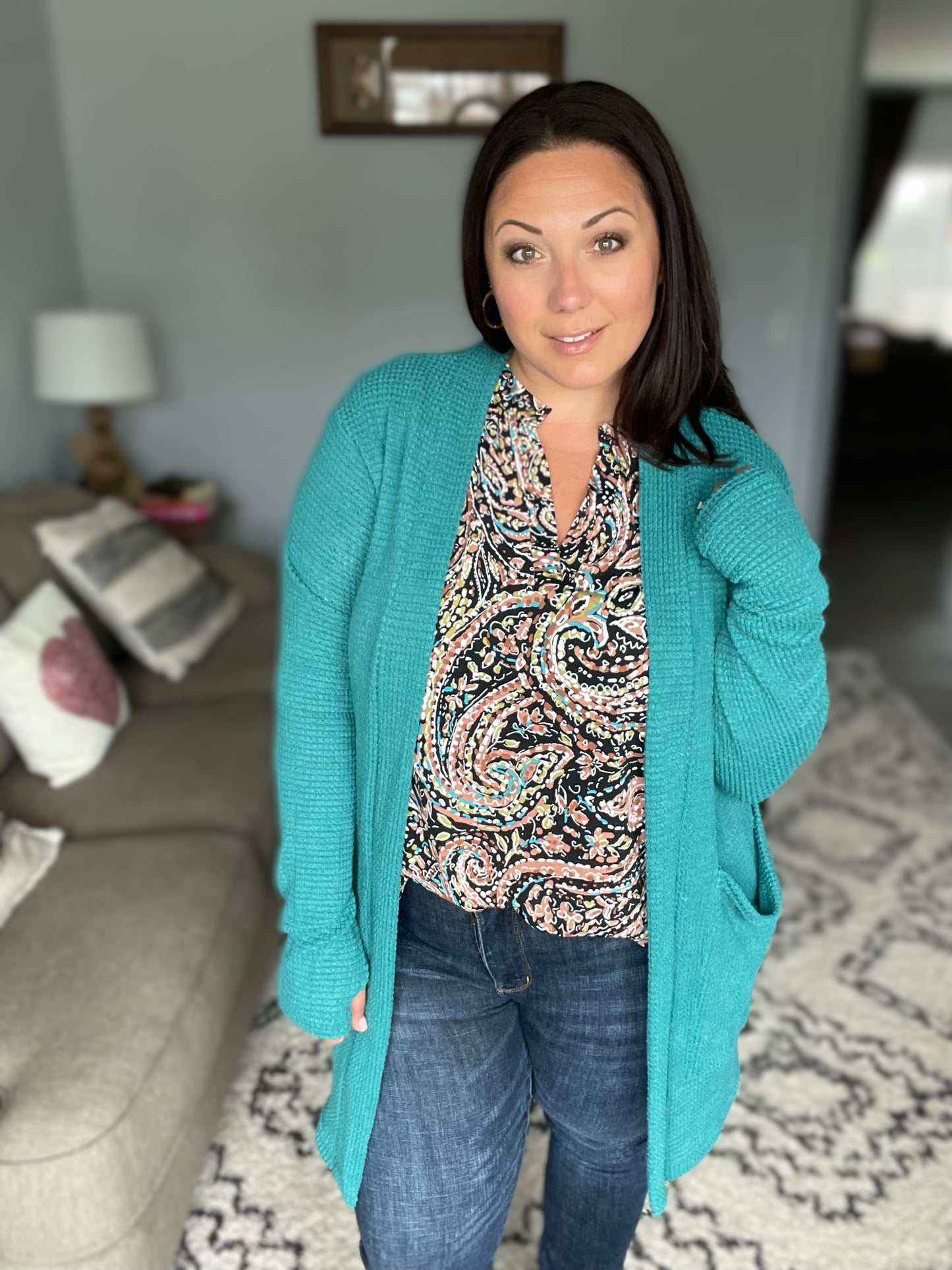 I Think Different Top Teal Paisley