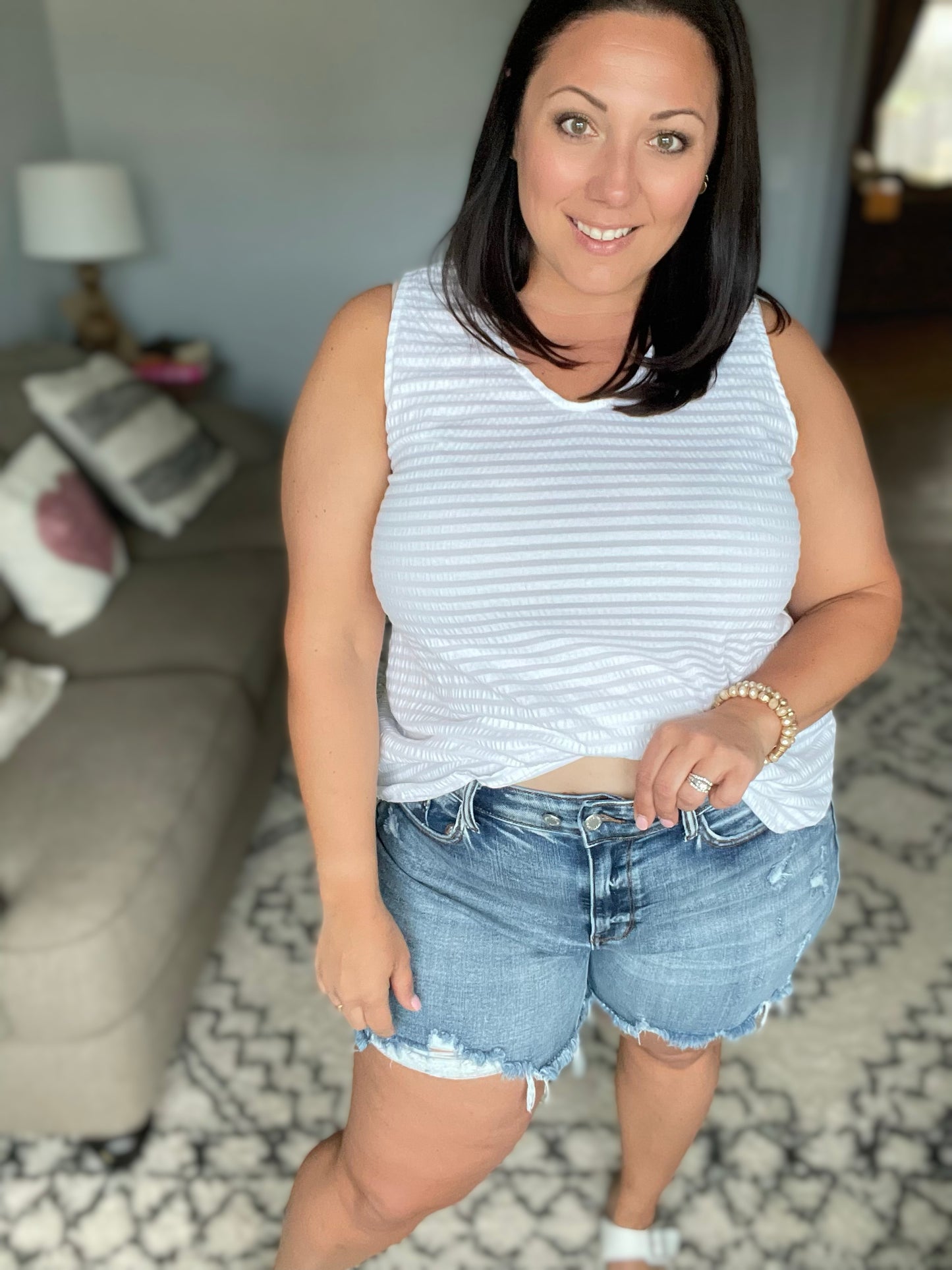 Callie High Rise Adjustable Button Cutoff Shorts