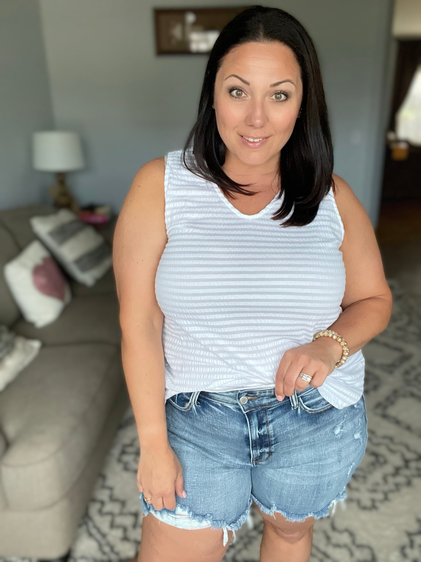 Callie High Rise Adjustable Button Cutoff Shorts