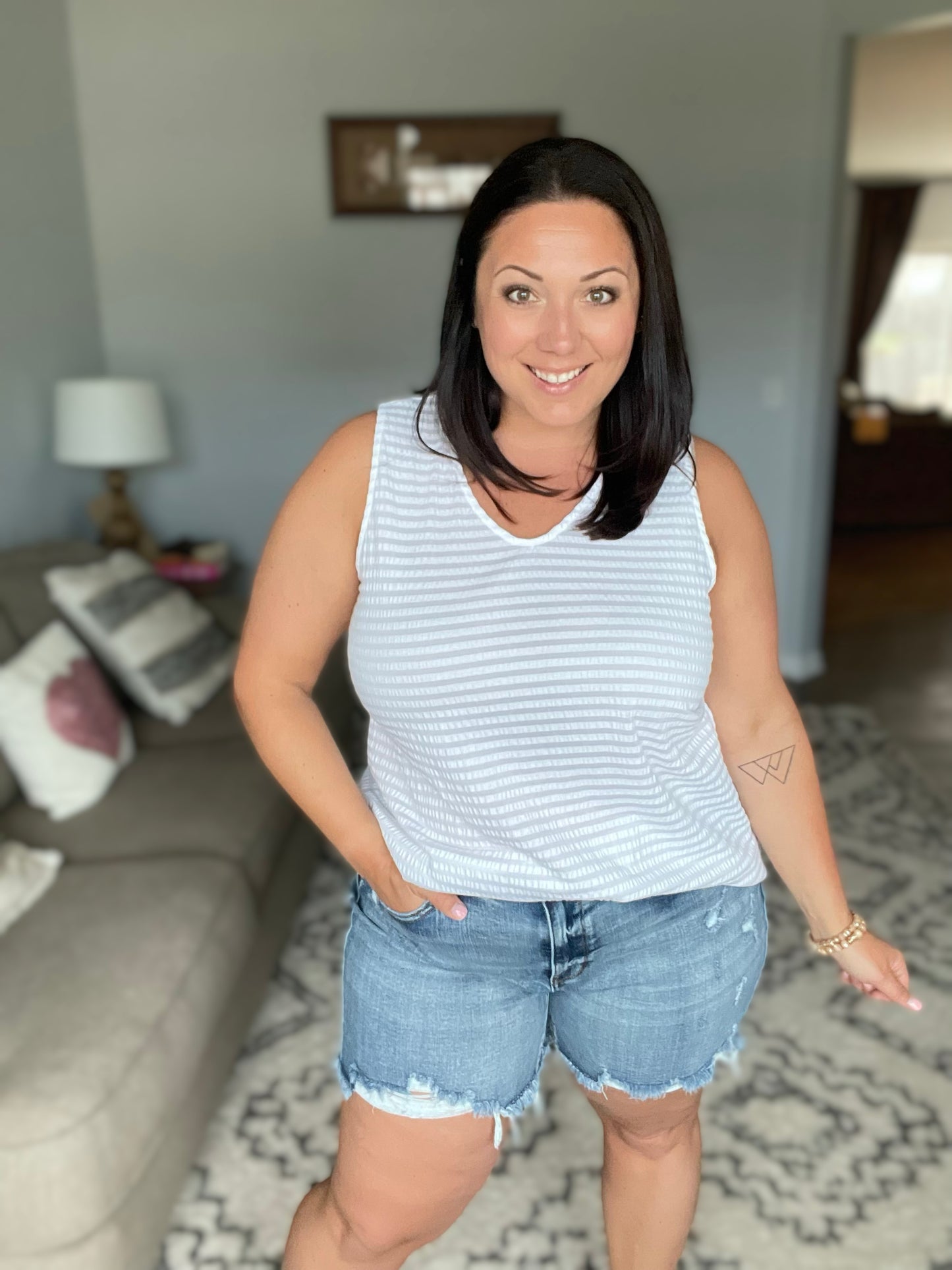 Callie High Rise Adjustable Button Cutoff Shorts