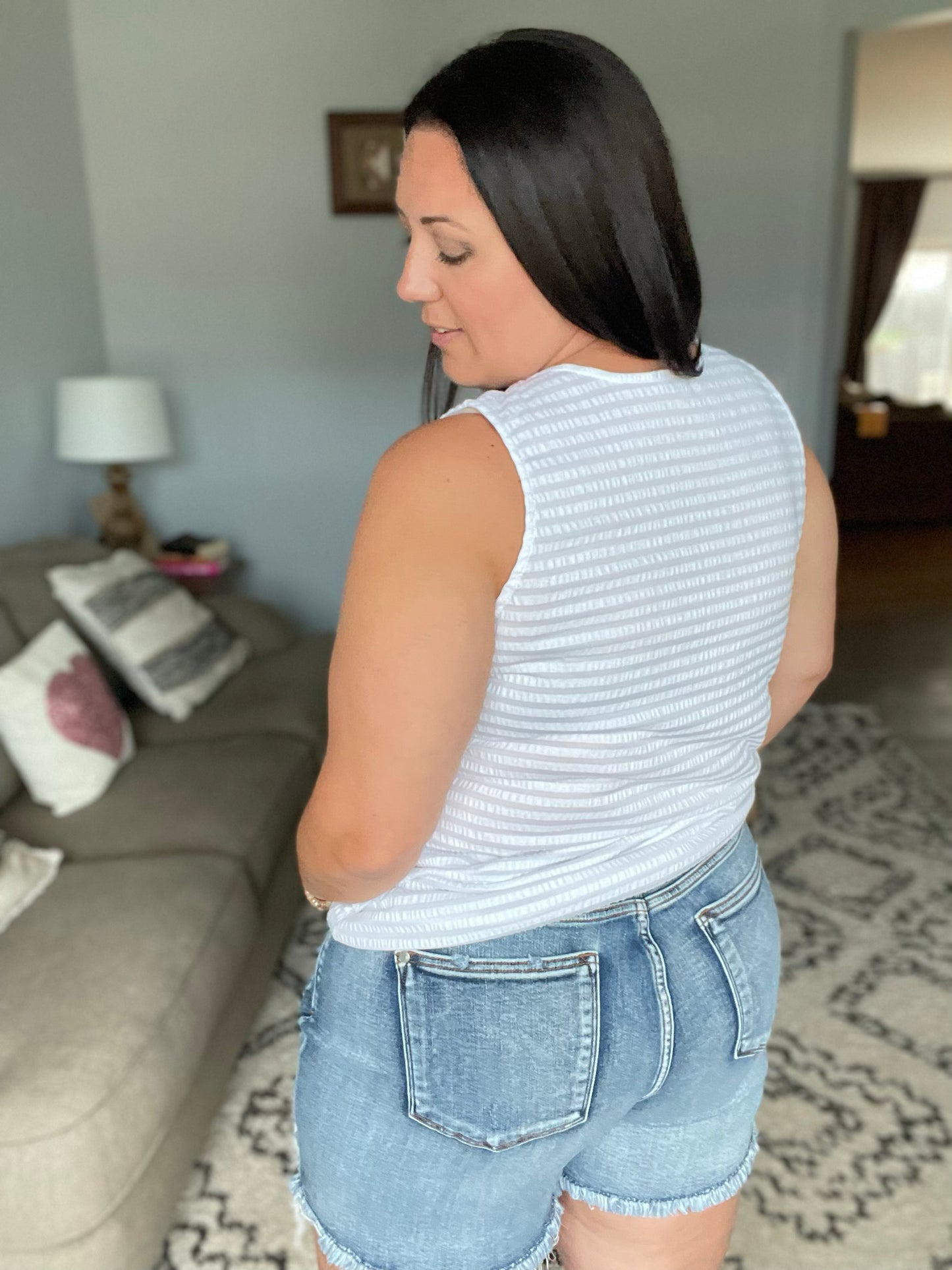 Callie High Rise Adjustable Button Cutoff Shorts