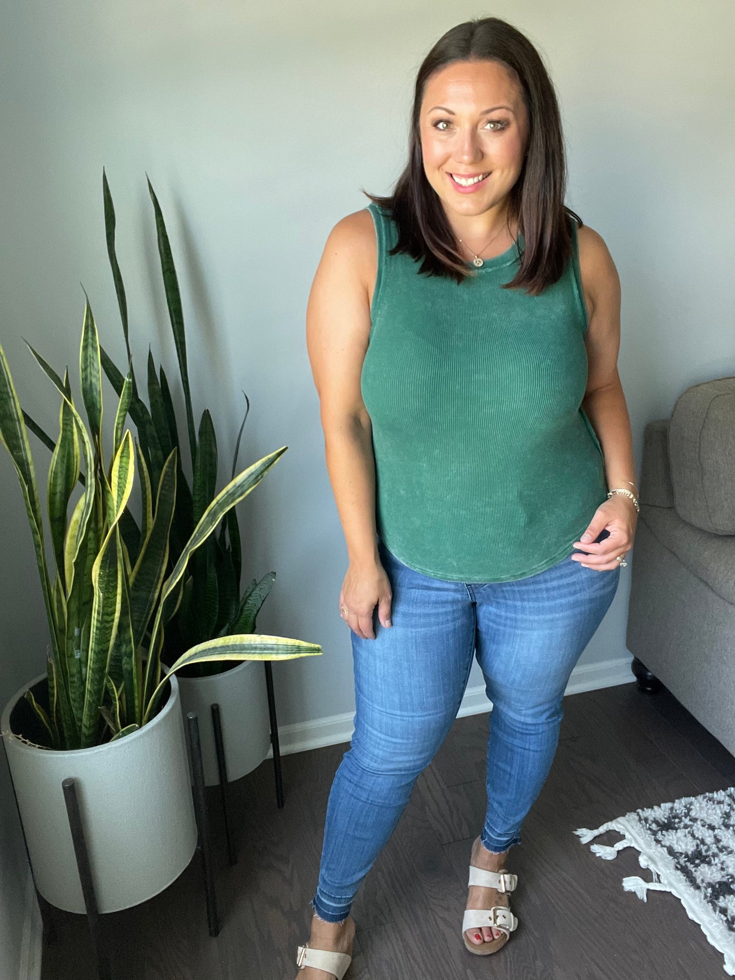 Amanda High Rise Pull on Release Hem Skinny Jeans
