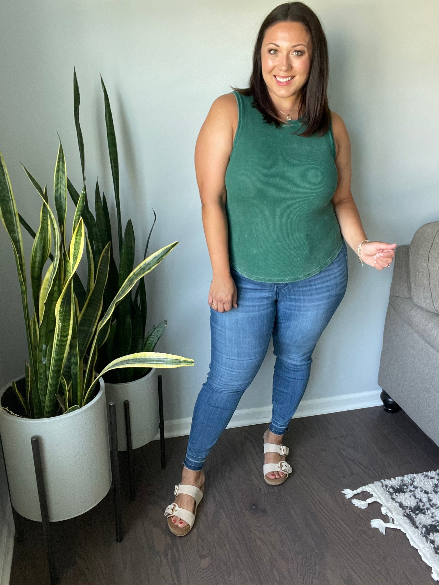 Amanda High Rise Pull on Release Hem Skinny Jeans