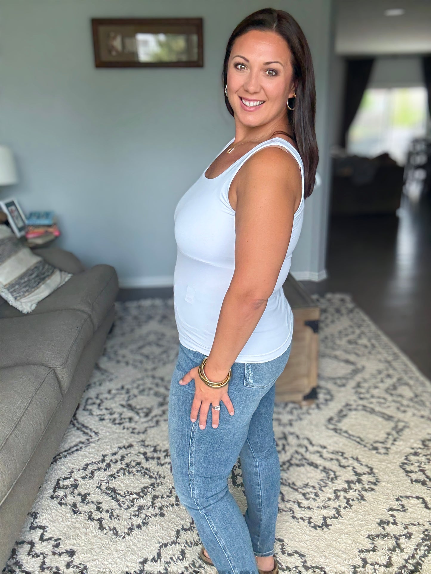 Always Right Square Neck Tank in White