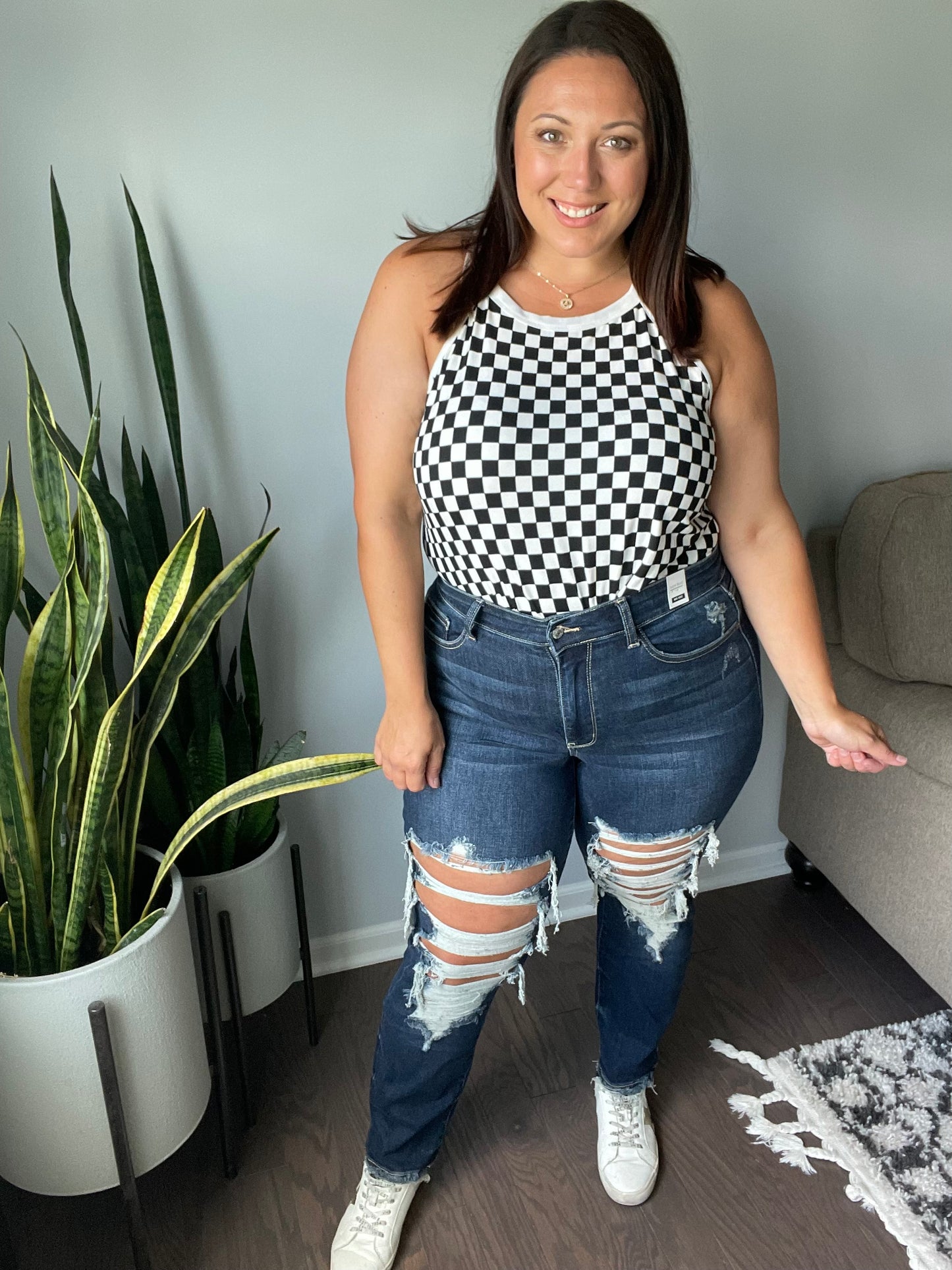 Start the Races Checkered Halter Top