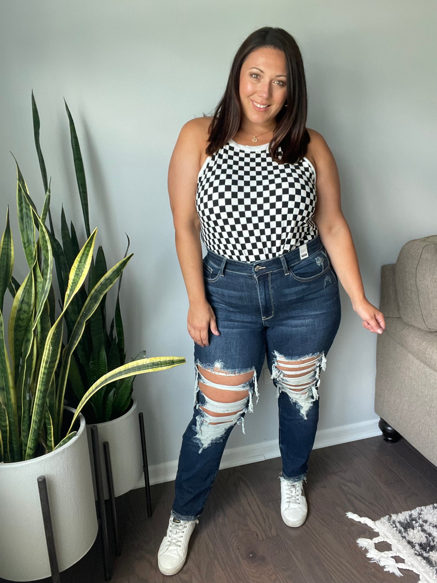 Start the Races Checkered Halter Top