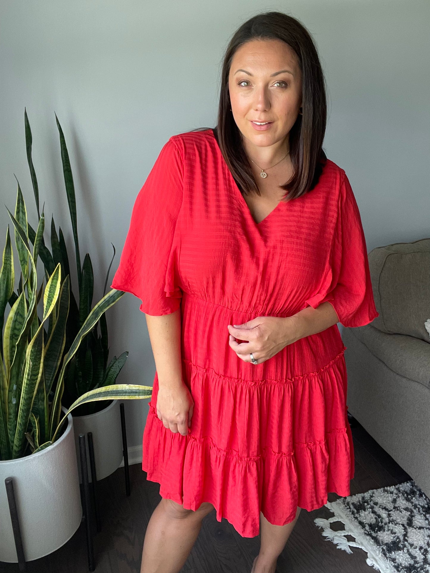 Sweet and Spicy Flutter Sleeve Dress