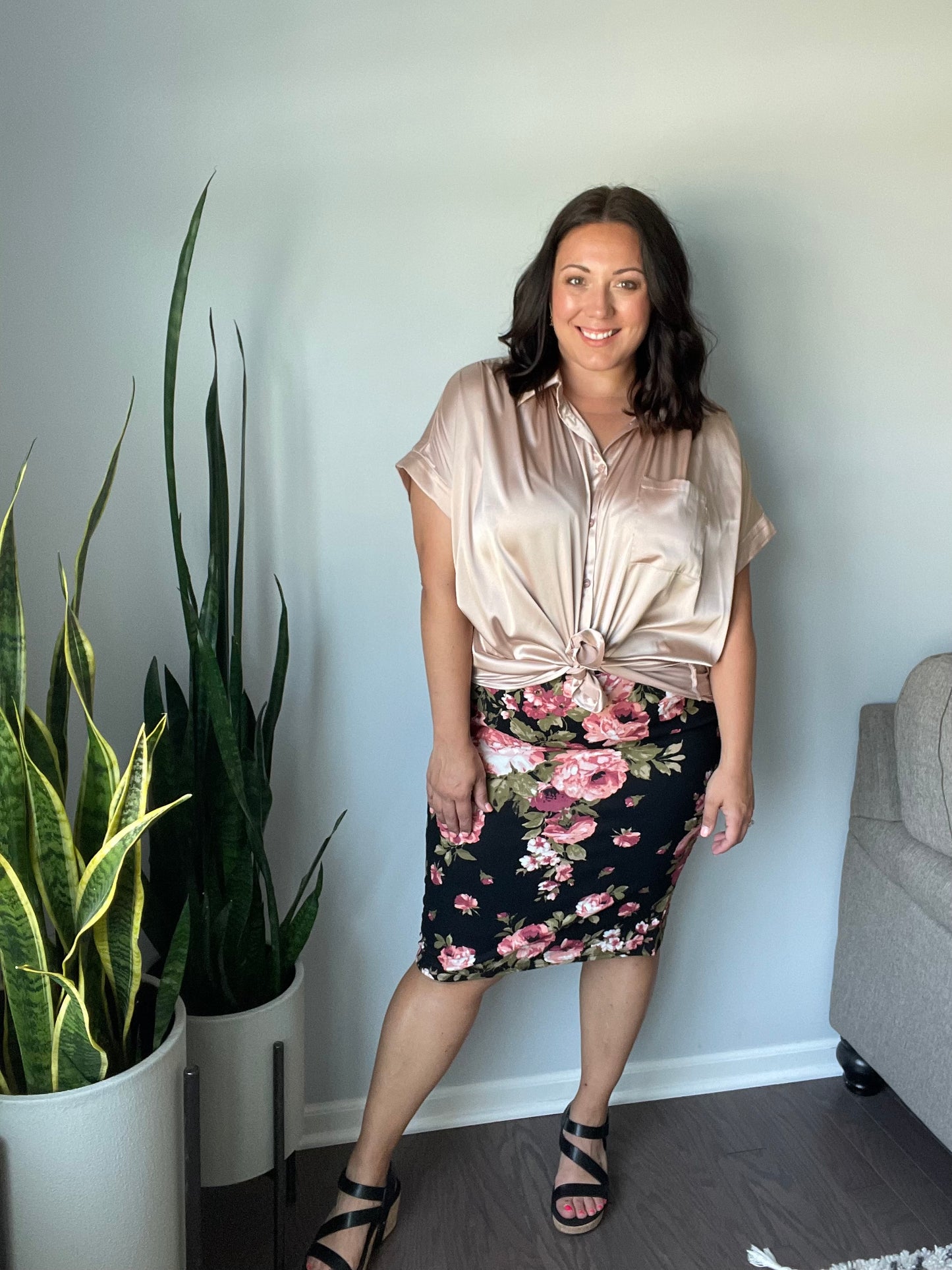 Perfectly Pristine Floral Pencil Skirt
