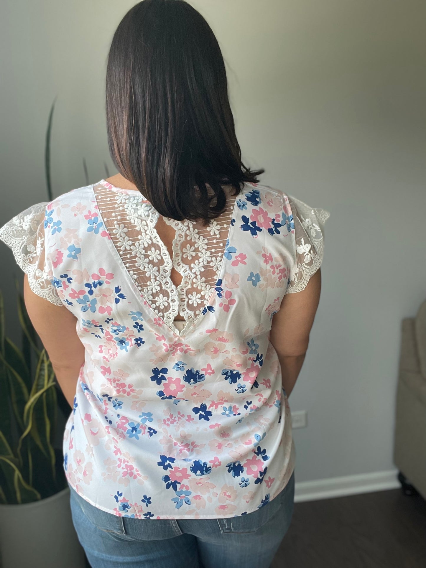 Still the One Lace Sleeve Floral Top