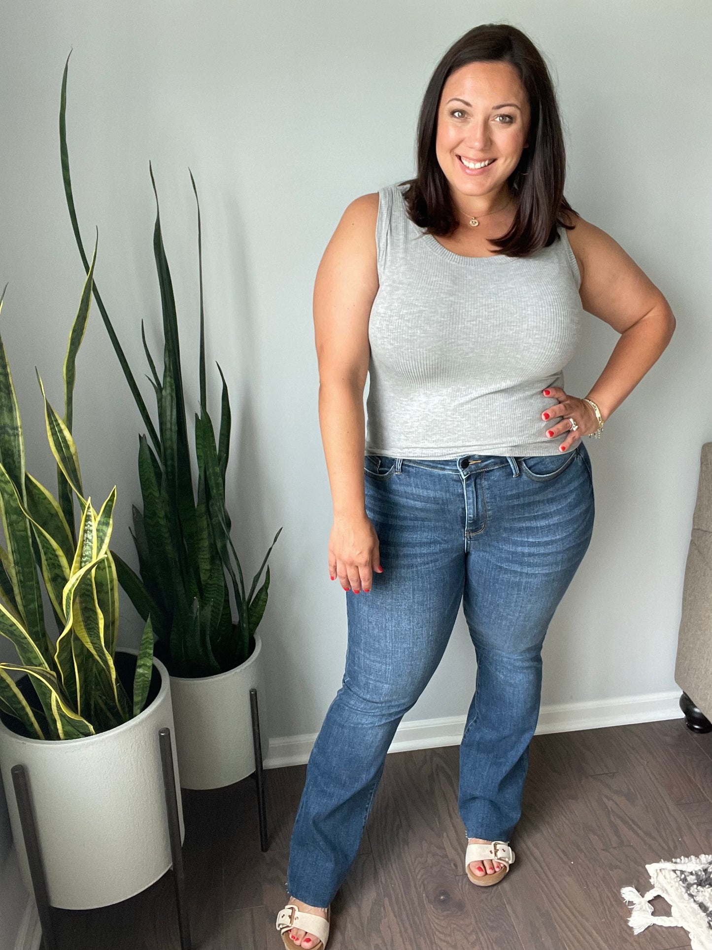 Josephine Mid Rise Raw Hem Bootcut Jeans