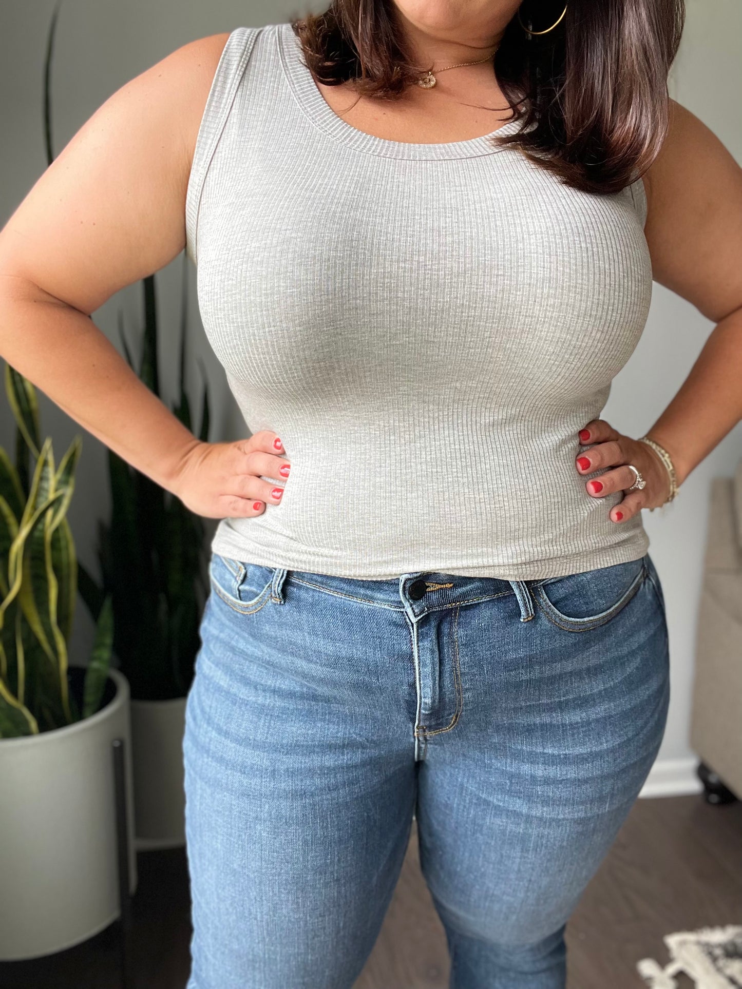 Just One More Ribbed Tank in Heather Grey