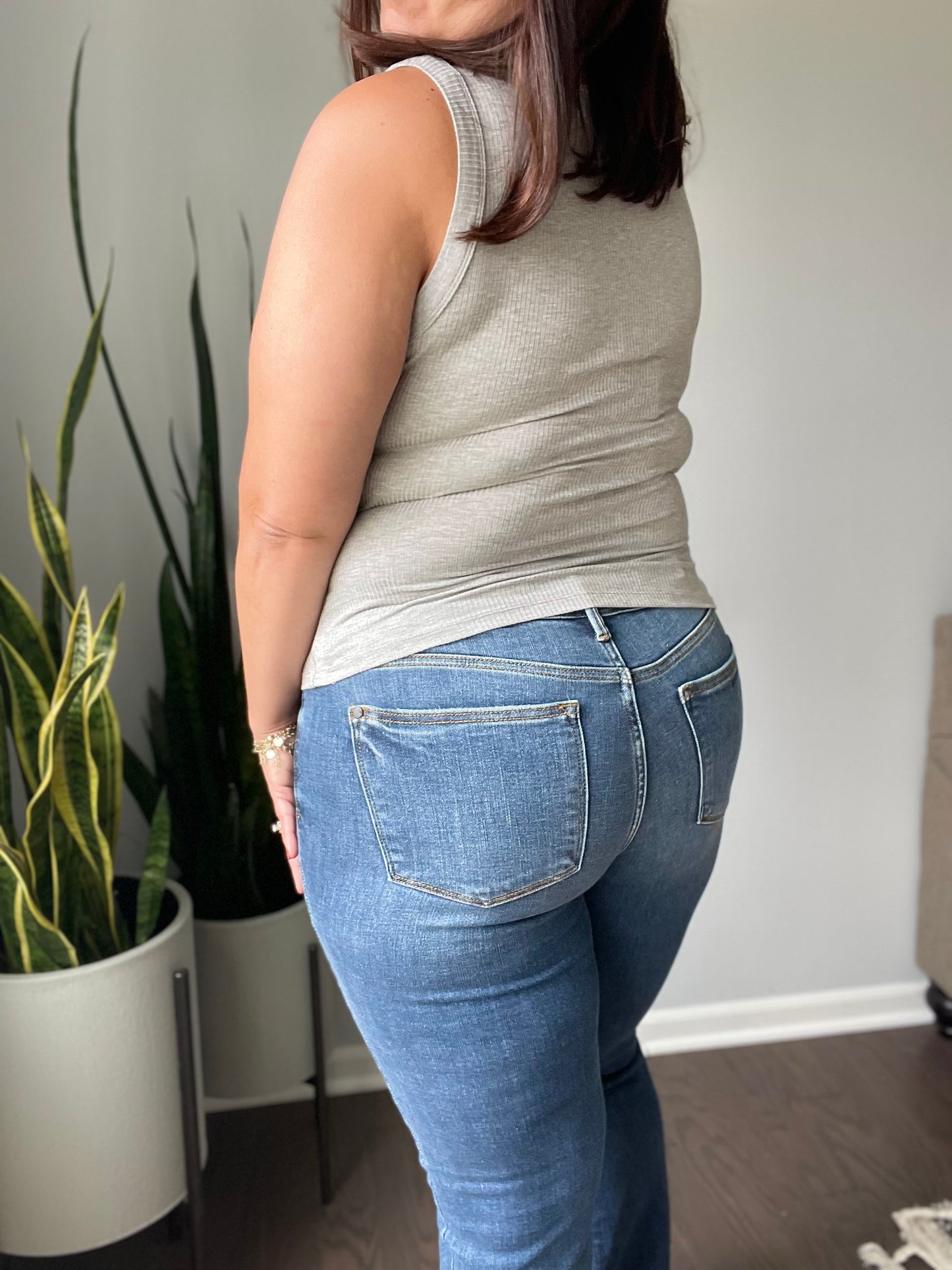 Josephine Mid Rise Raw Hem Bootcut Jeans