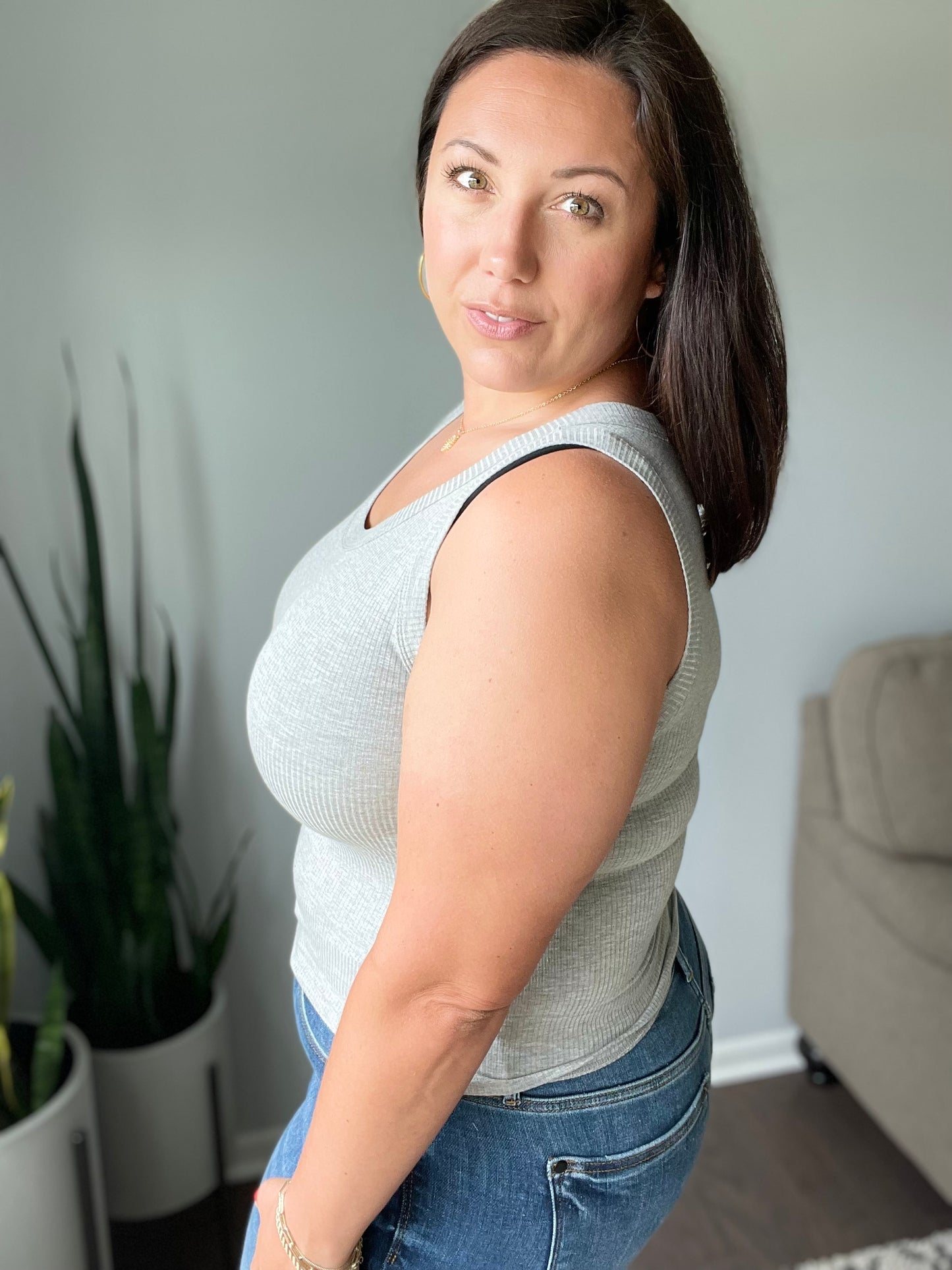 Just One More Ribbed Tank in Heather Grey