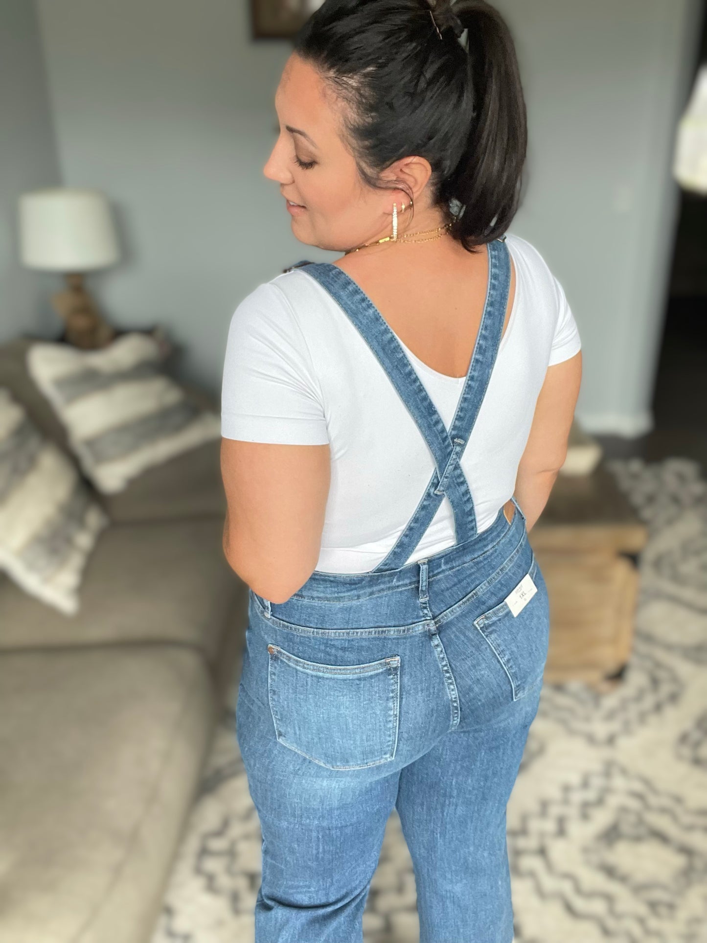 Priscilla High Rise Crop Wide Leg Denim Overalls