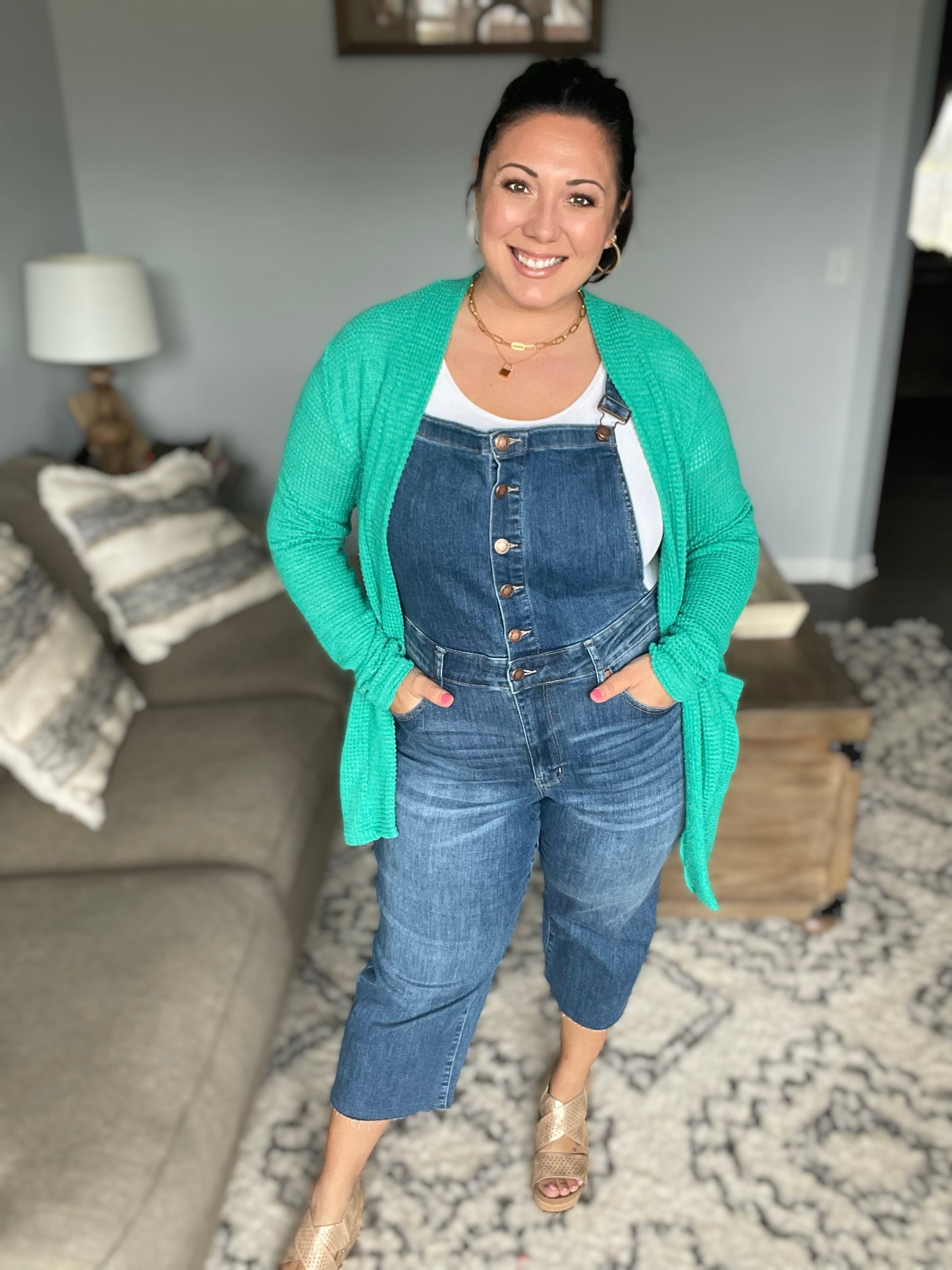 Priscilla High Rise Crop Wide Leg Denim Overalls