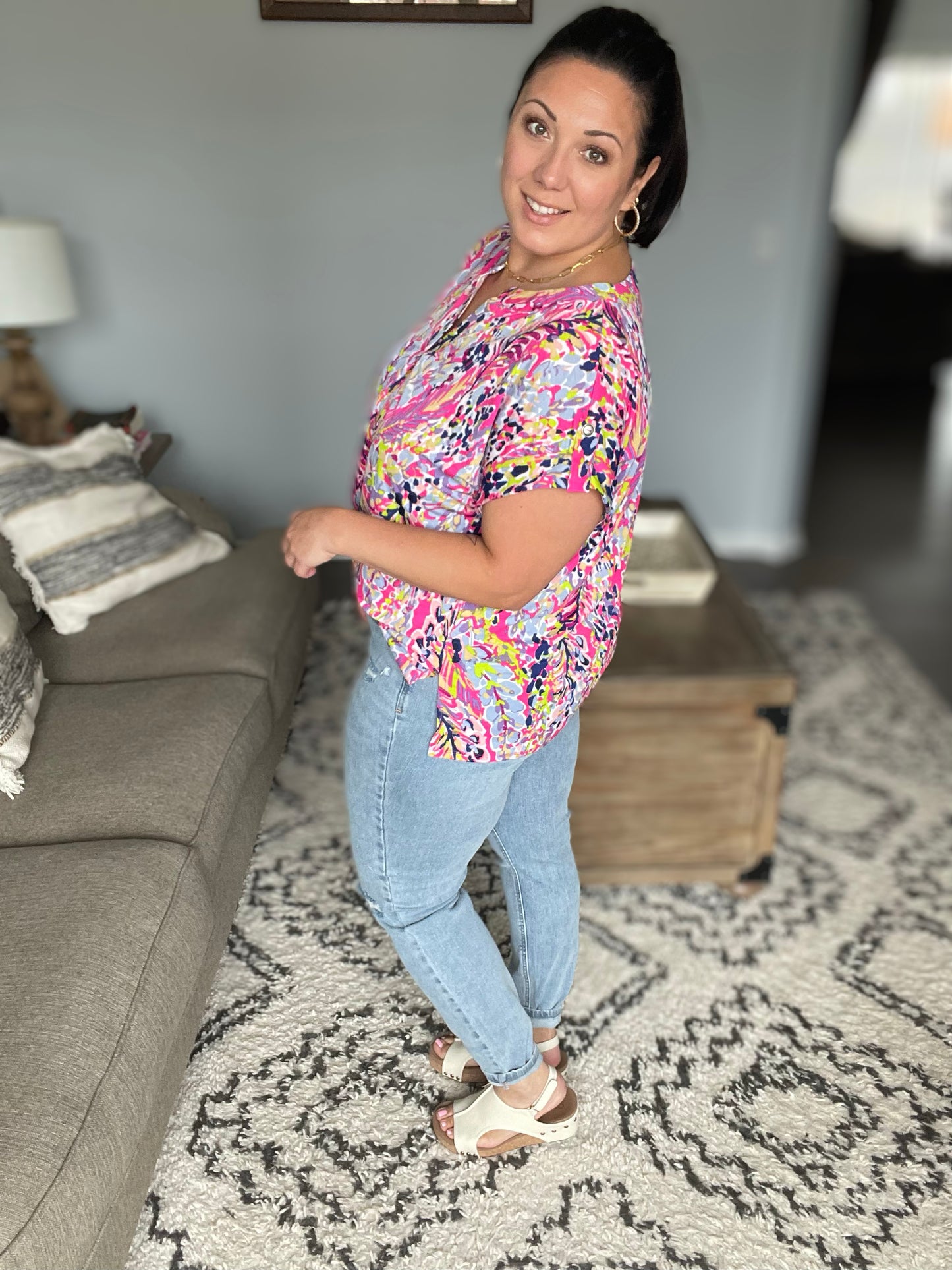 Eloise Mid Rise Control Top Distressed Skinny Jeans