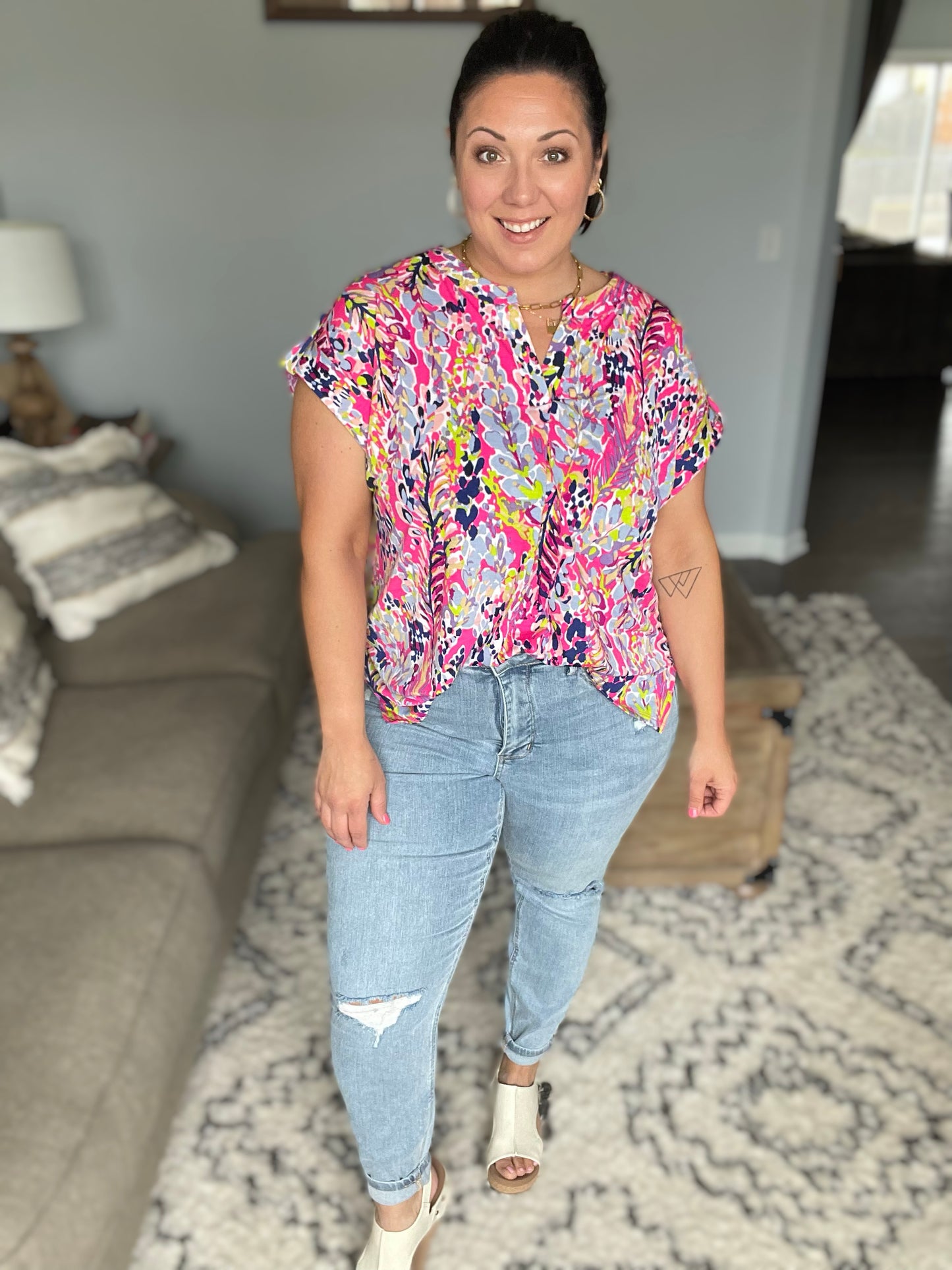 Eloise Mid Rise Control Top Distressed Skinny Jeans