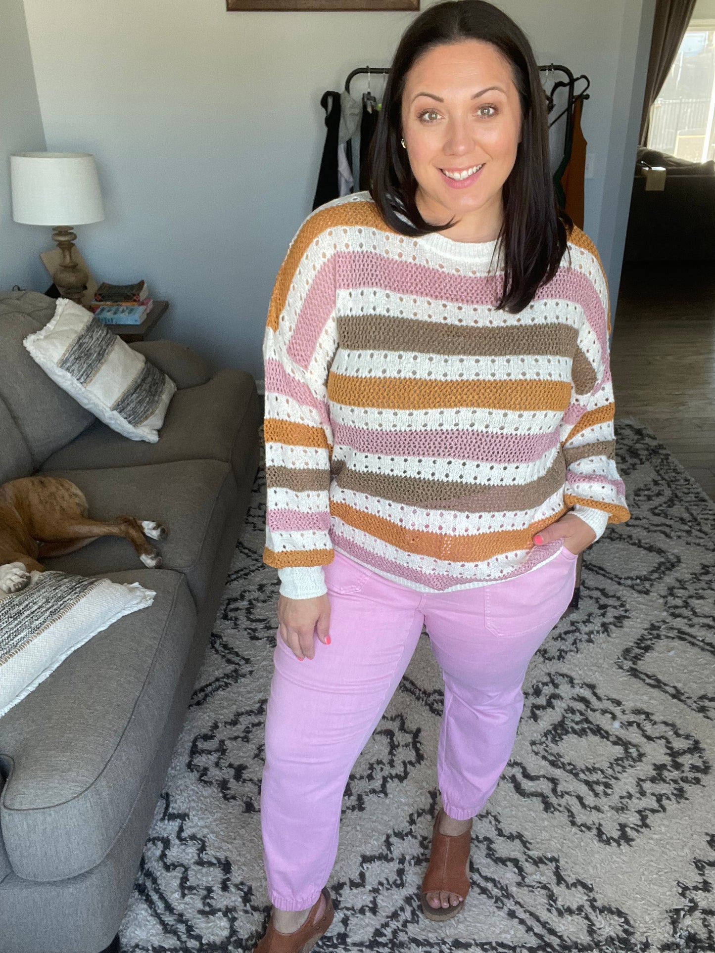 Regina High Rise Garment Dyed Pink Denim Jogger