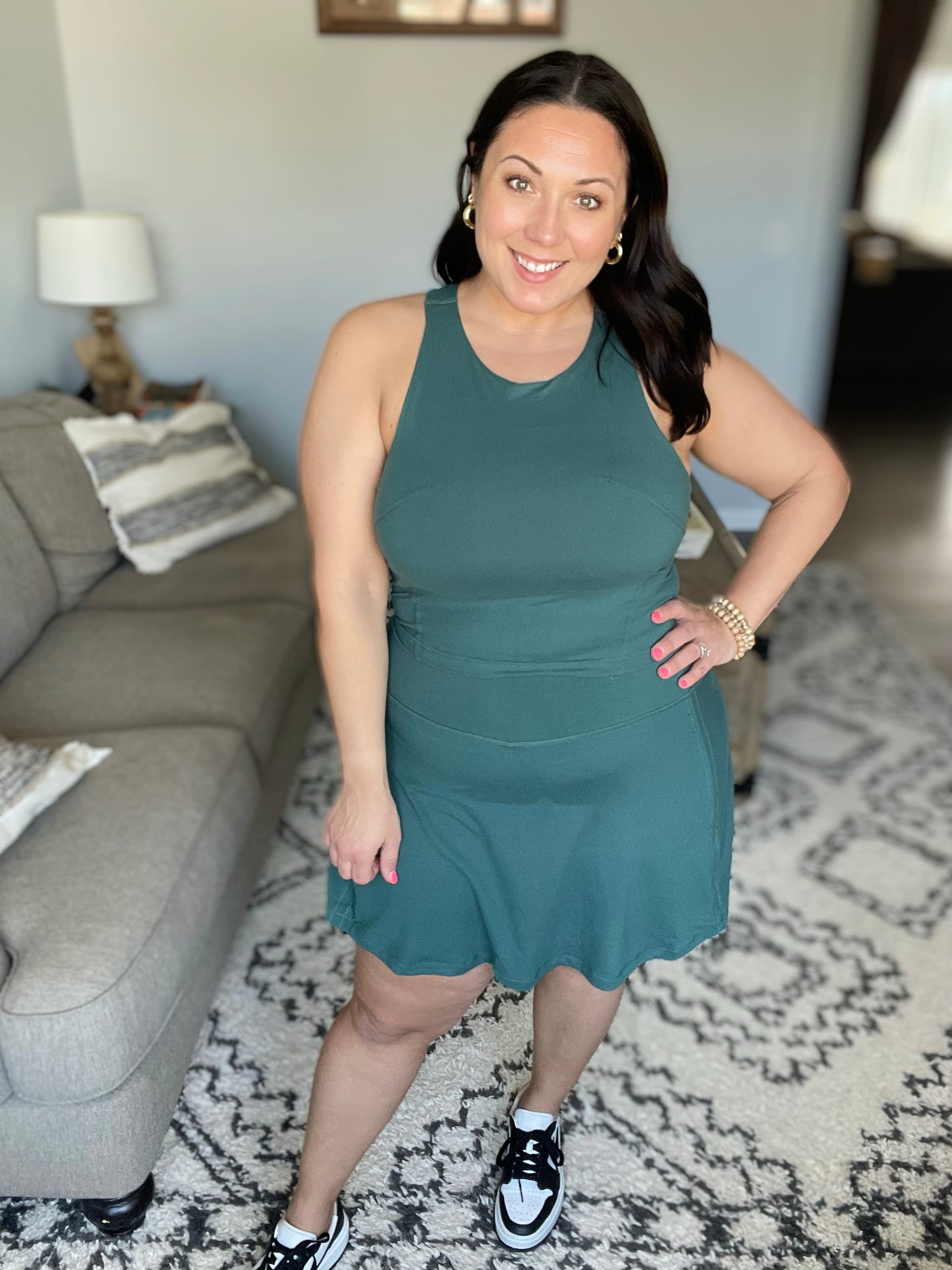 Get Moving Racer Back Crop Tank in Everglade Green