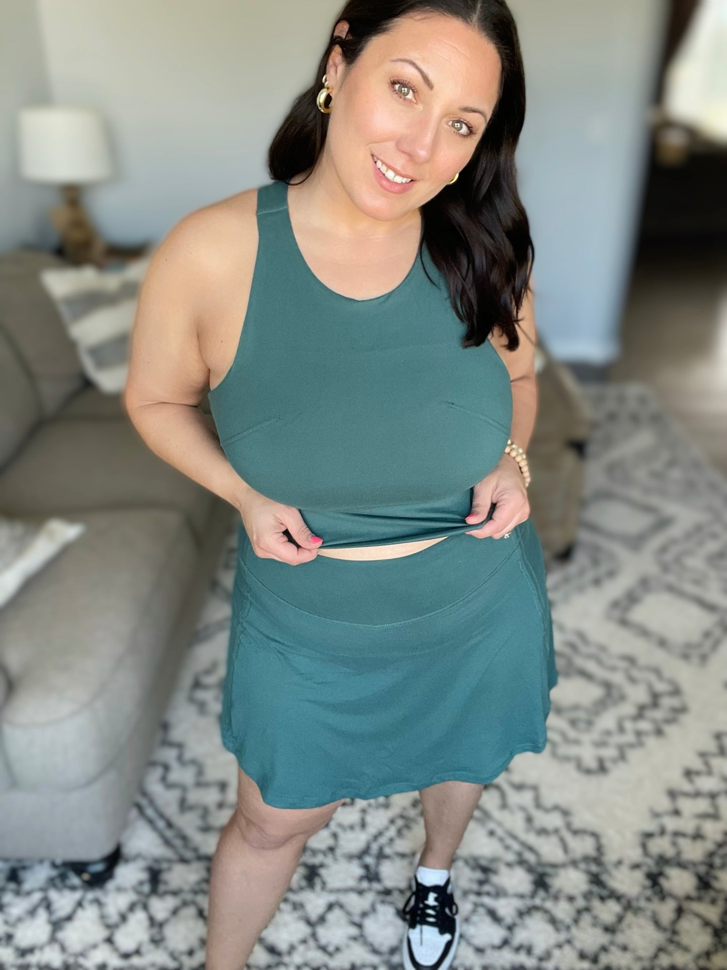 Get Moving Racer Back Crop Tank in Everglade Green