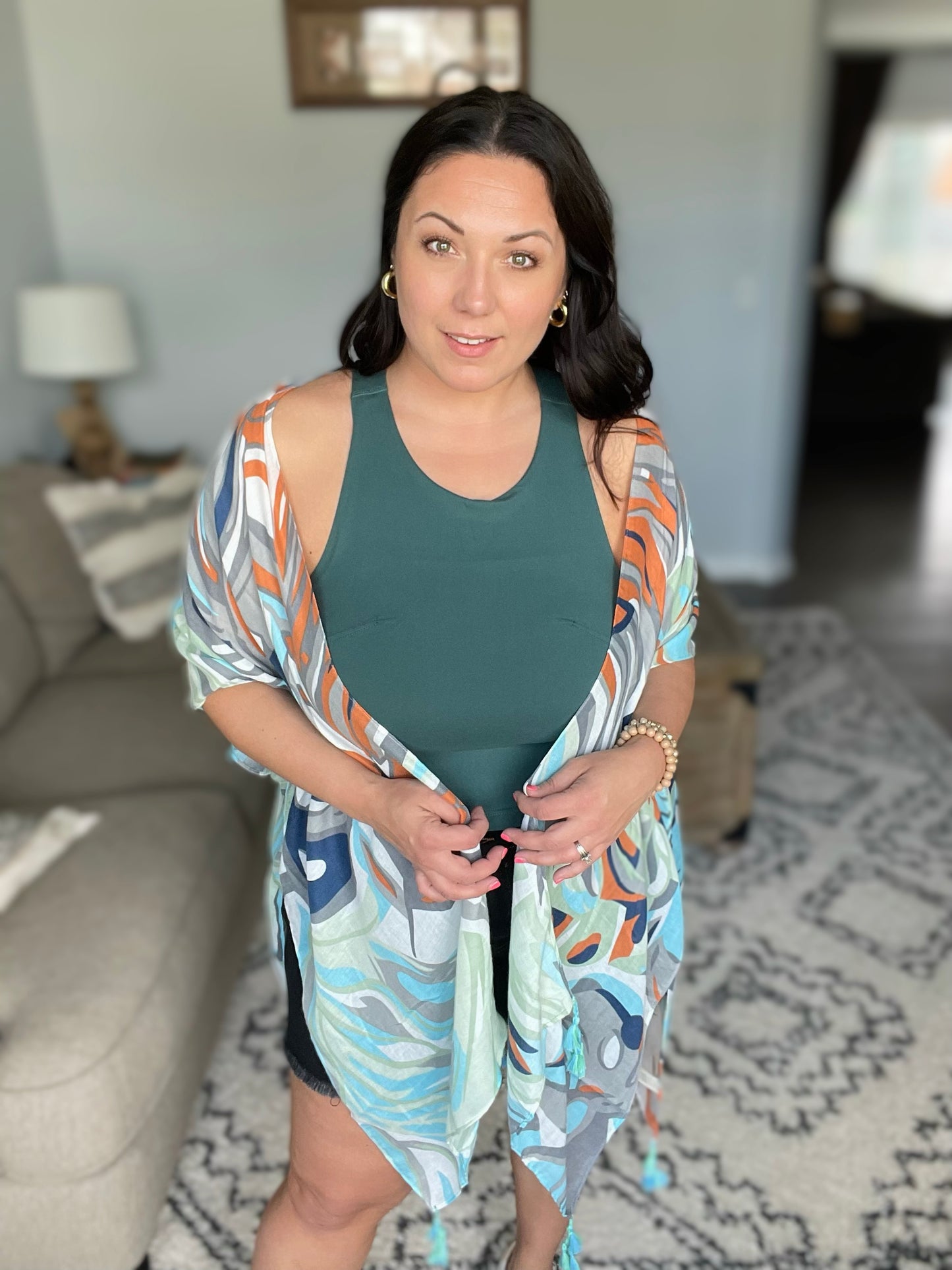 Get Moving Racer Back Crop Tank in Everglade Green