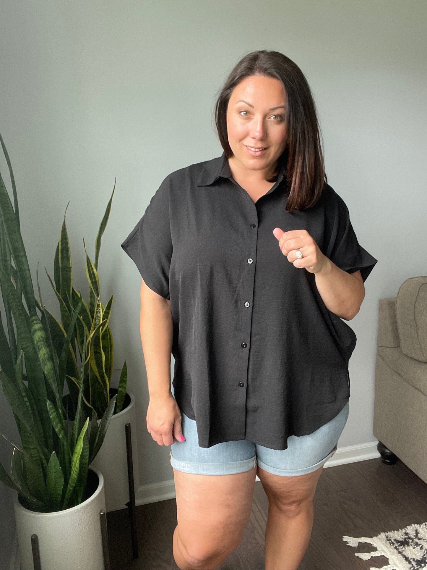 Sweet Simplicity Button Down Blouse in Black