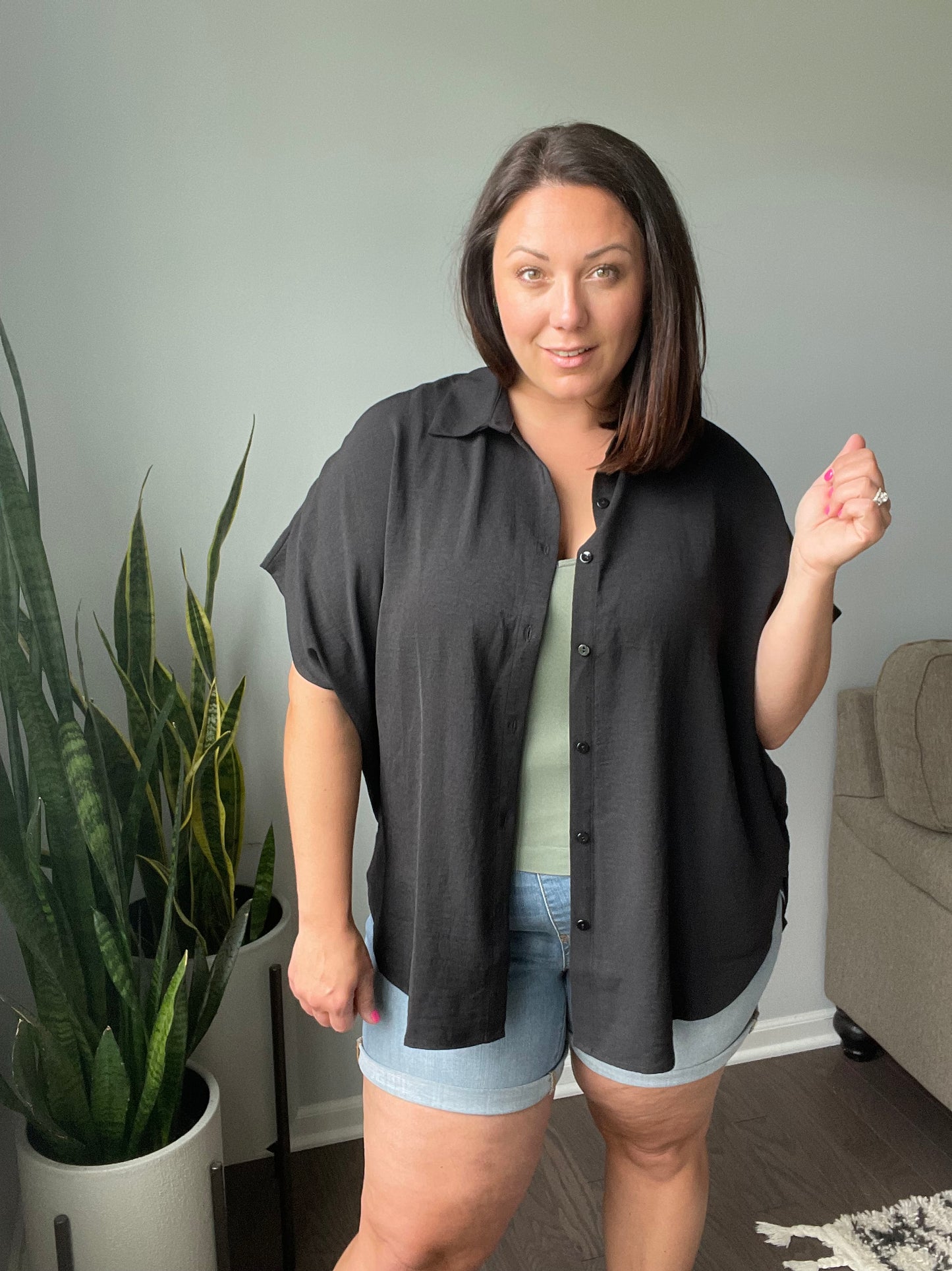 Sweet Simplicity Button Down Blouse in Black