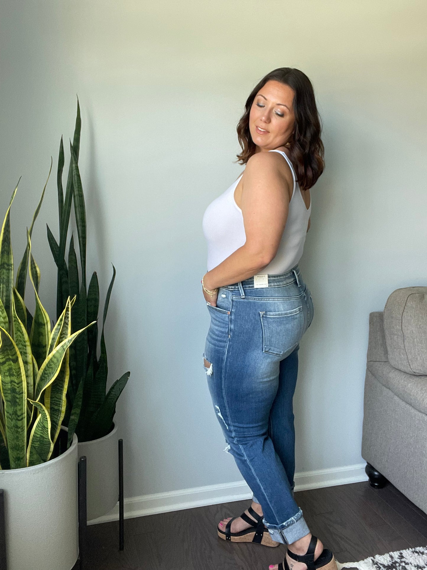 Belinda High Rise Distressed Straight Jeans