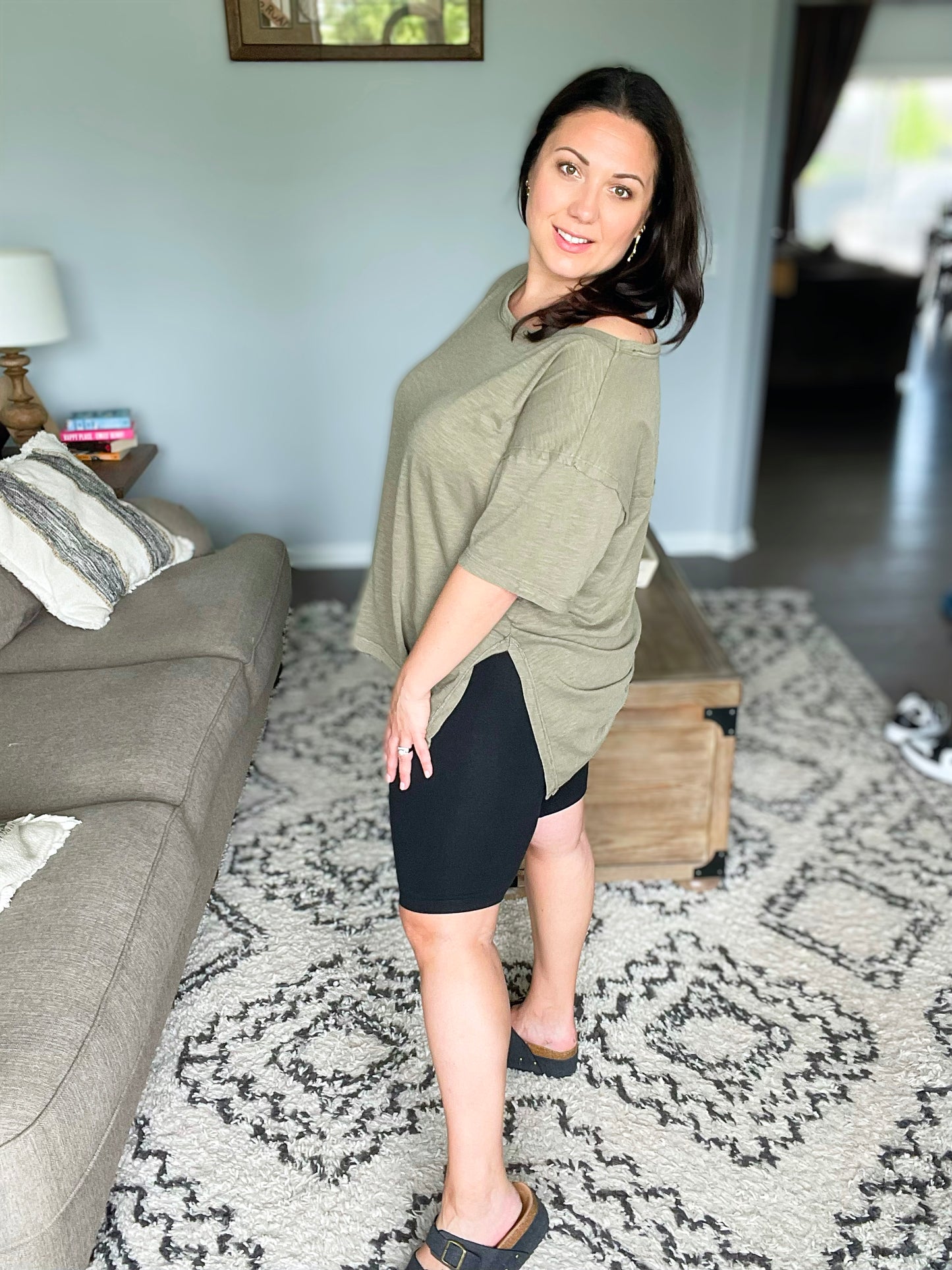 Let Me Live Relaxed Tee in Army