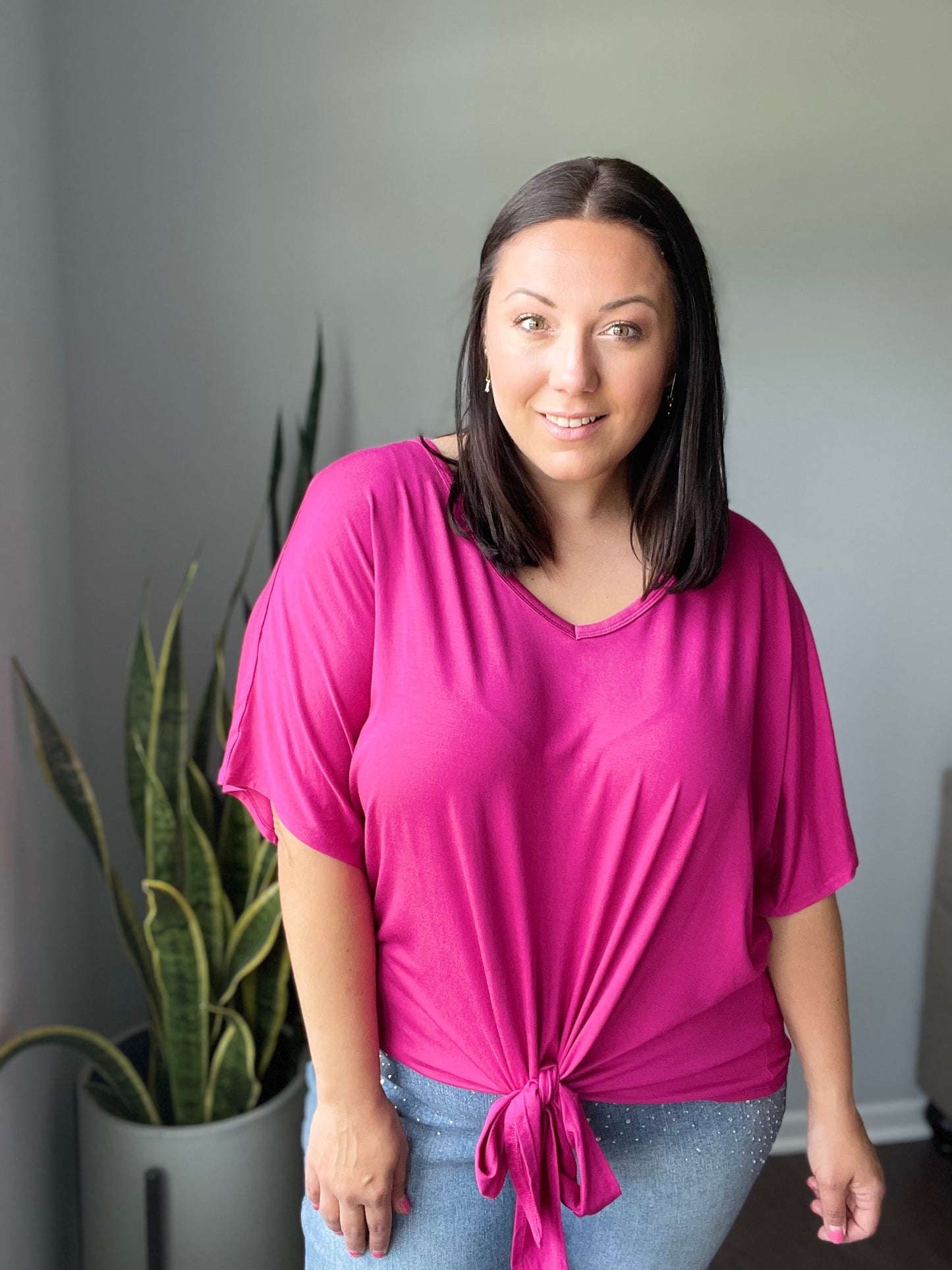 Tied Up With a Bow Top in Magenta