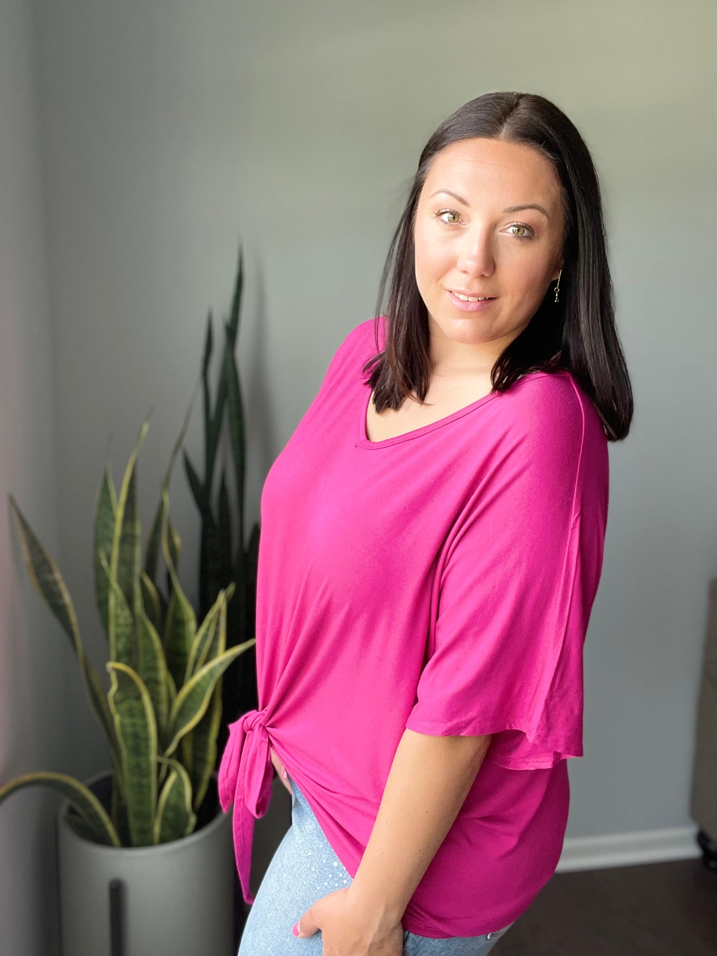 Tied Up With a Bow Top in Magenta