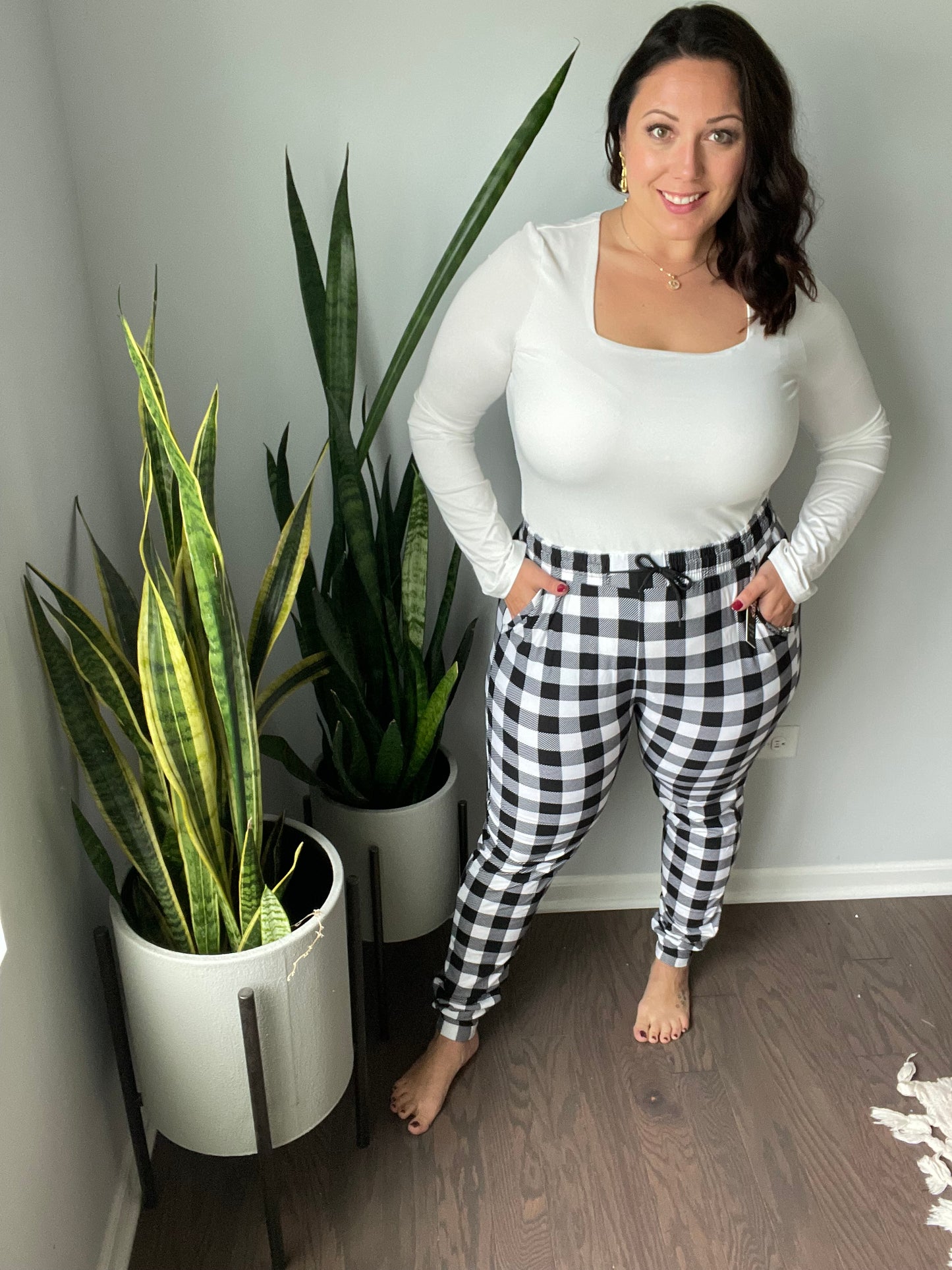 Your New Favorite Joggers in Black and White Buffalo Check
