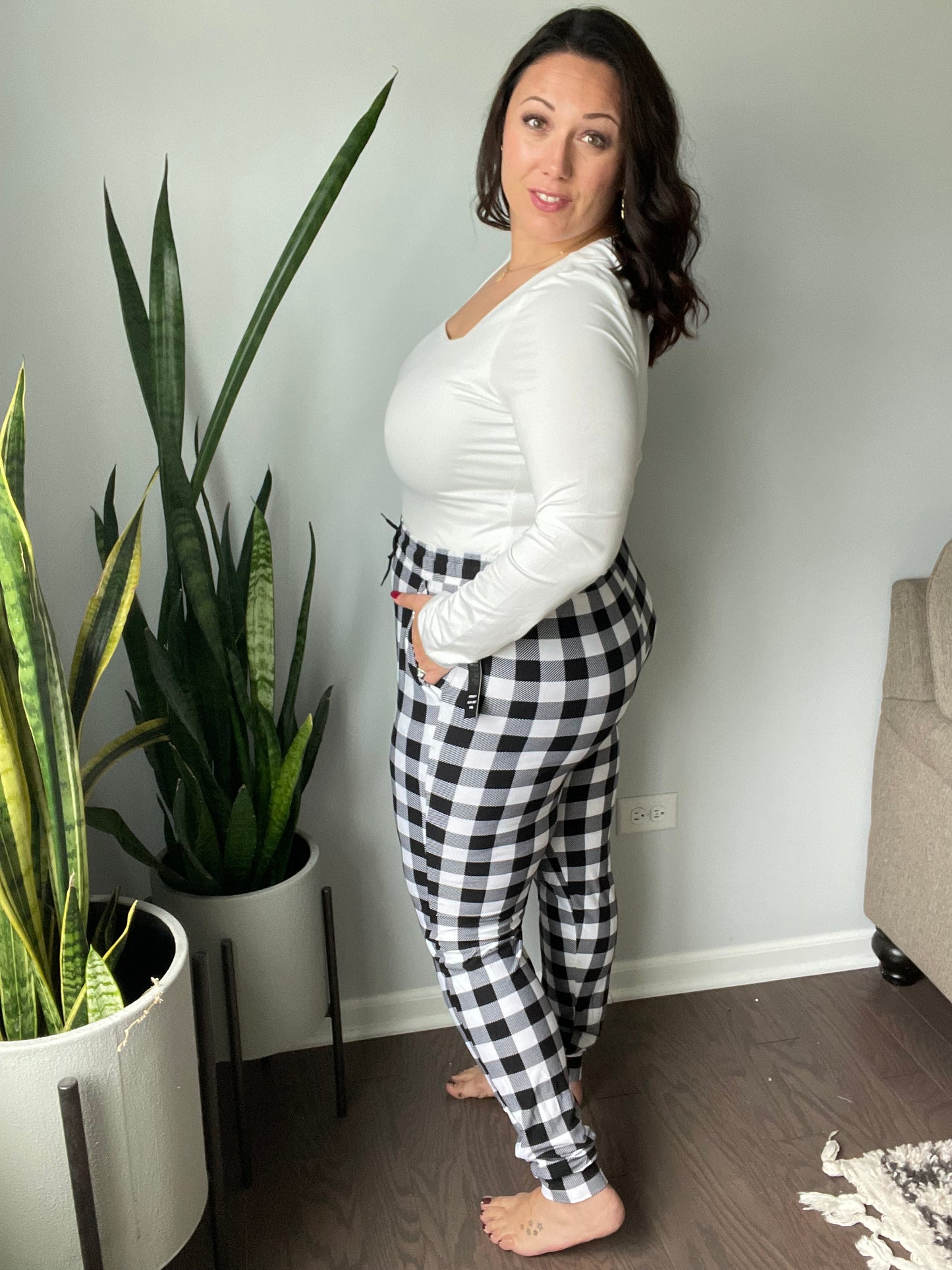Your New Favorite Joggers in Black and White Buffalo Check