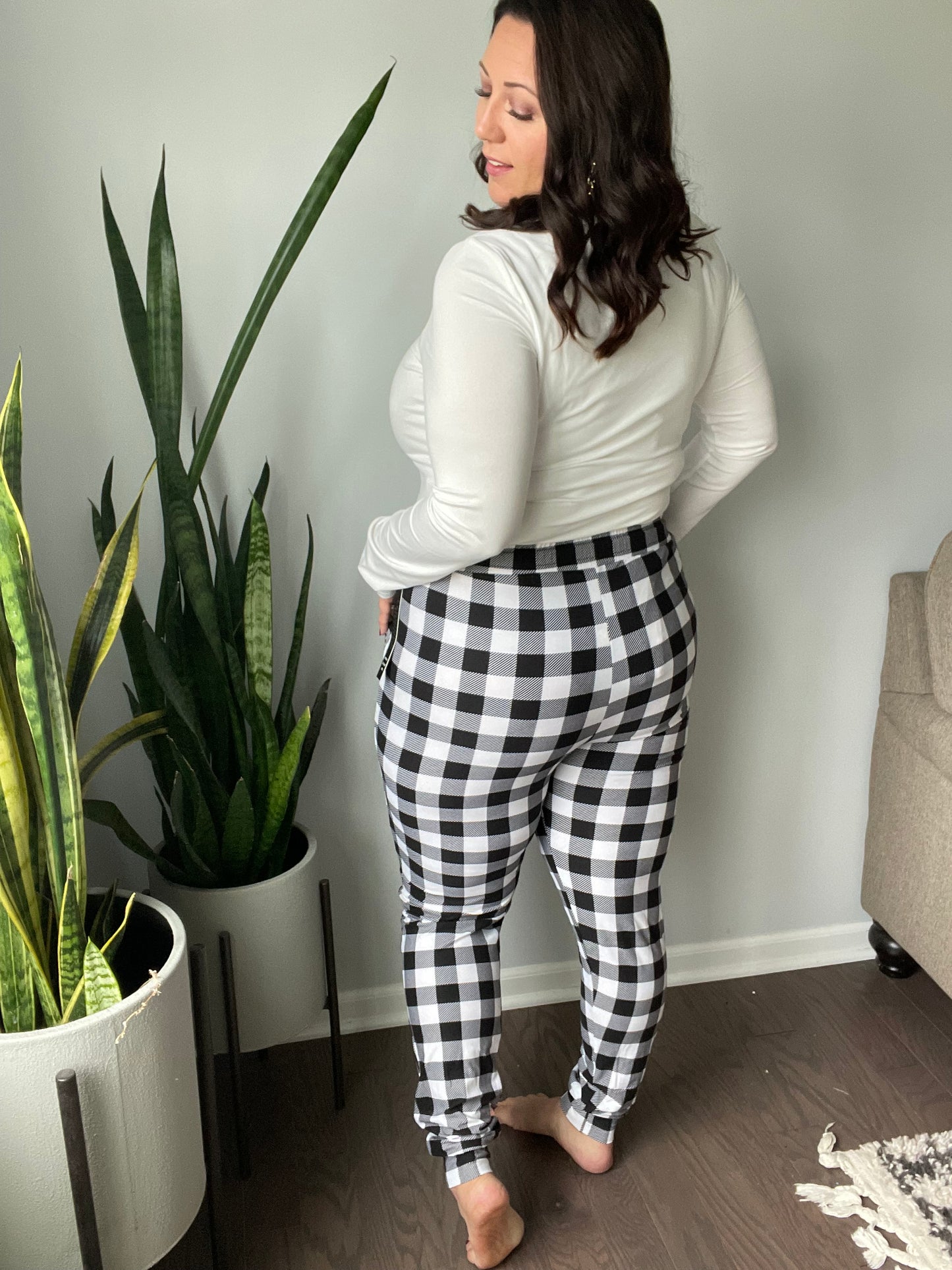 Your New Favorite Joggers in Black and White Buffalo Check