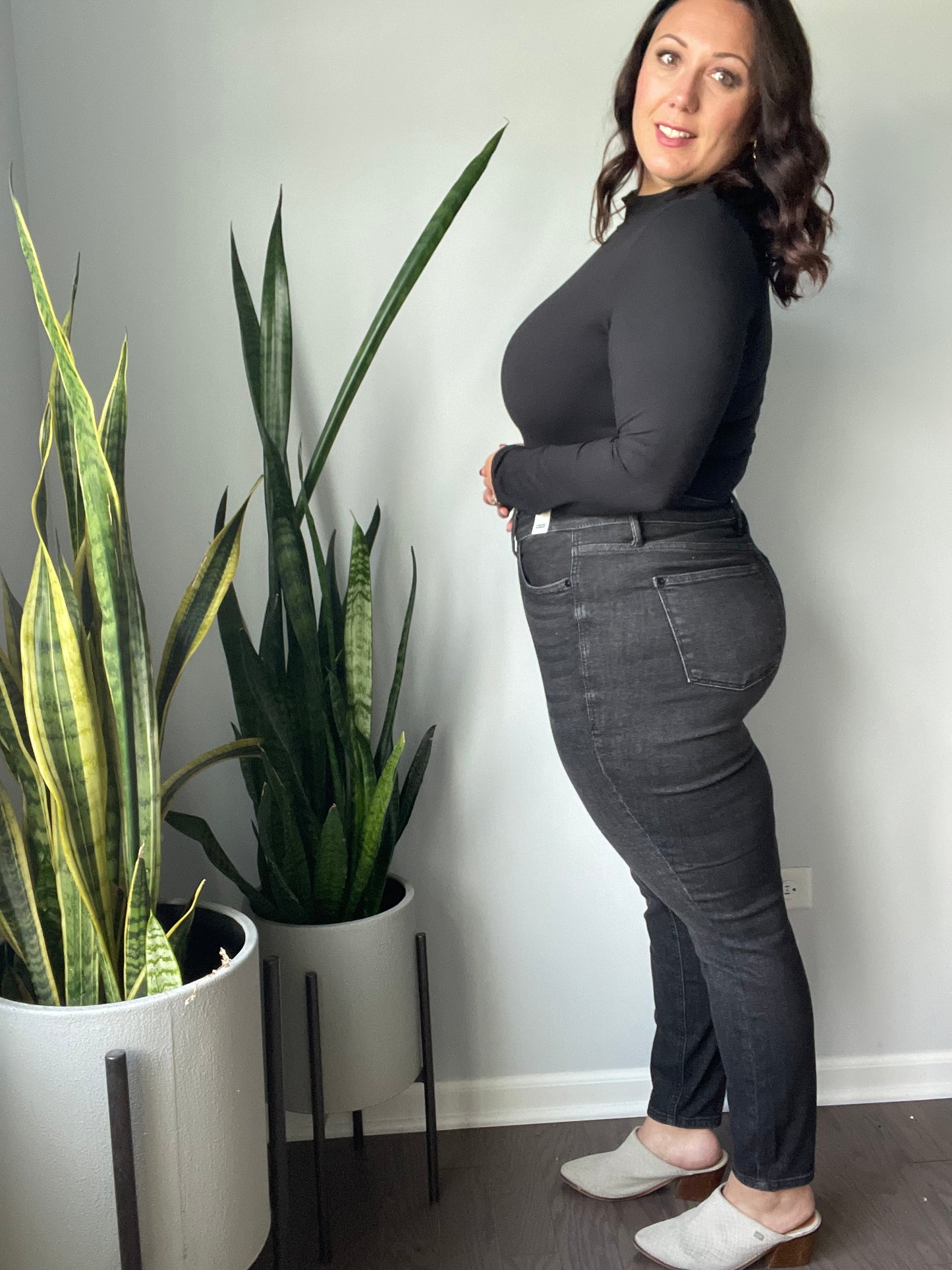 Take Me Higher Mega High Rise Tummy Control Skinny Jeans in Washed Black