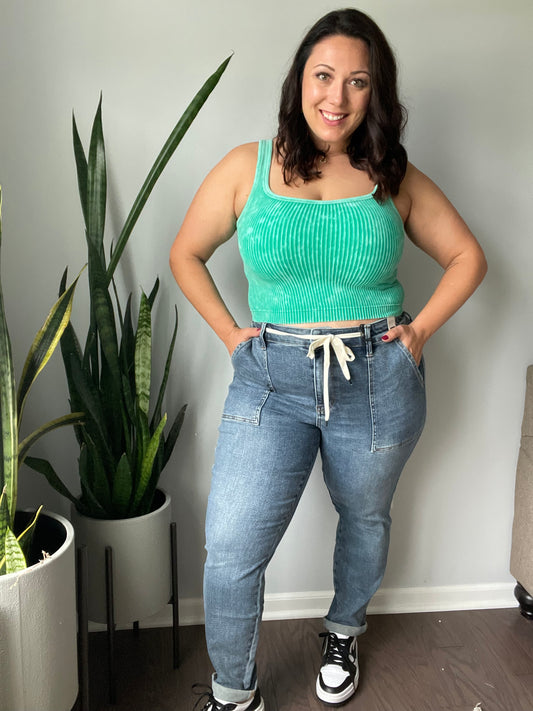 Payton 2.0 Pull On Denim Joggers in Medium Wash