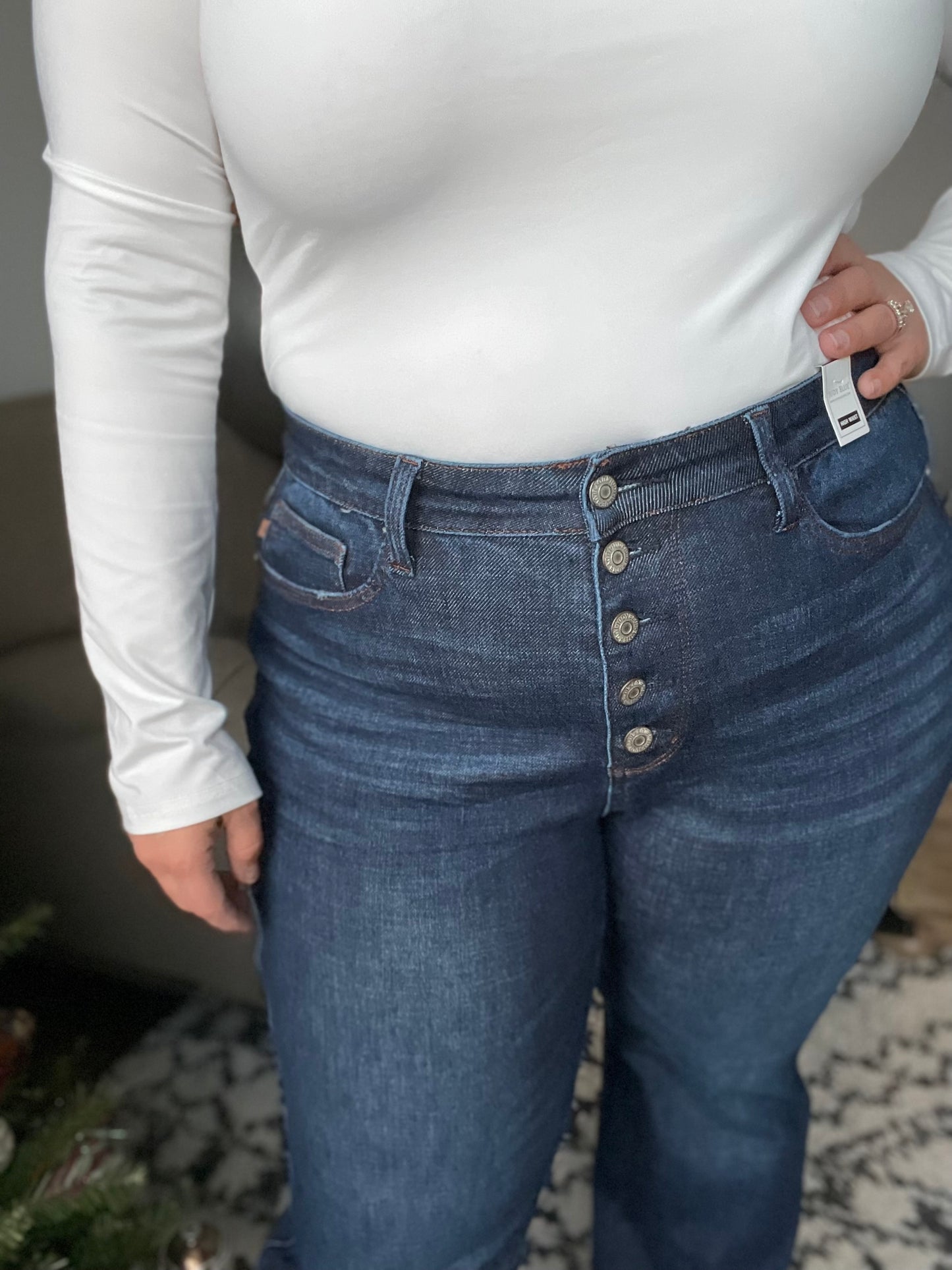 Coffee Break High Rise Button-Fly Straight Jeans