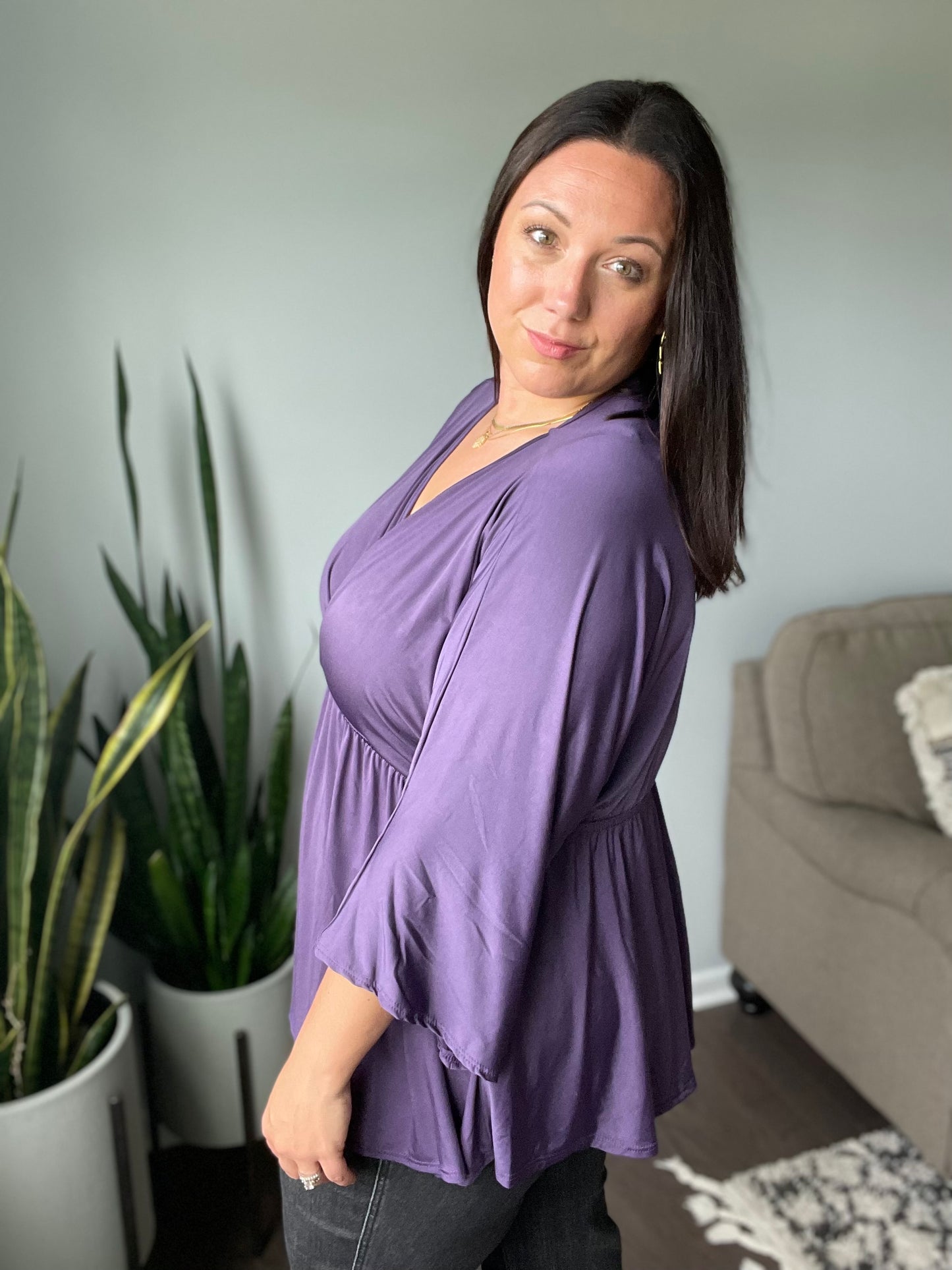 Love On The Line V-Neck Peplum Blouse
