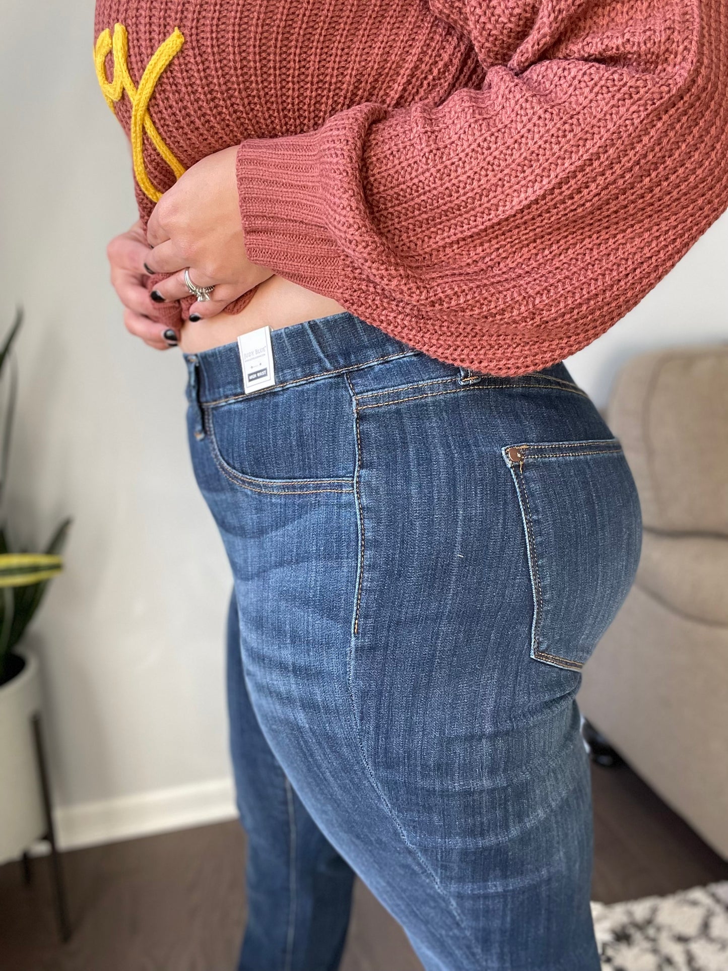 Turkey Day High Rise Pull On Double Cuff Slim Jeans (Tall/Long option)