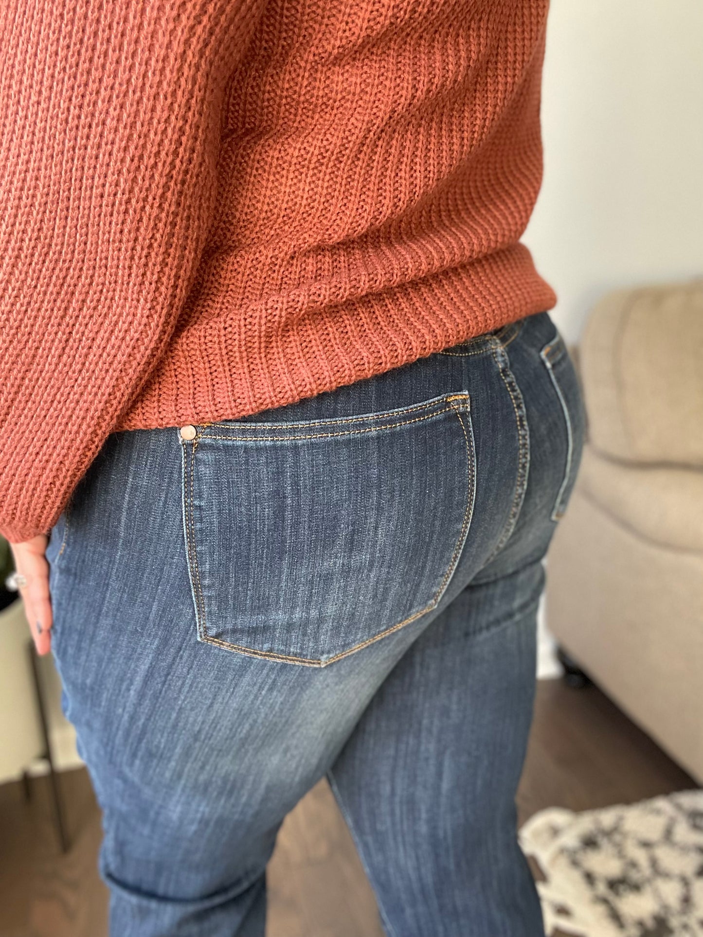 Turkey Day High Rise Pull On Double Cuff Slim Jeans (Tall/Long option)