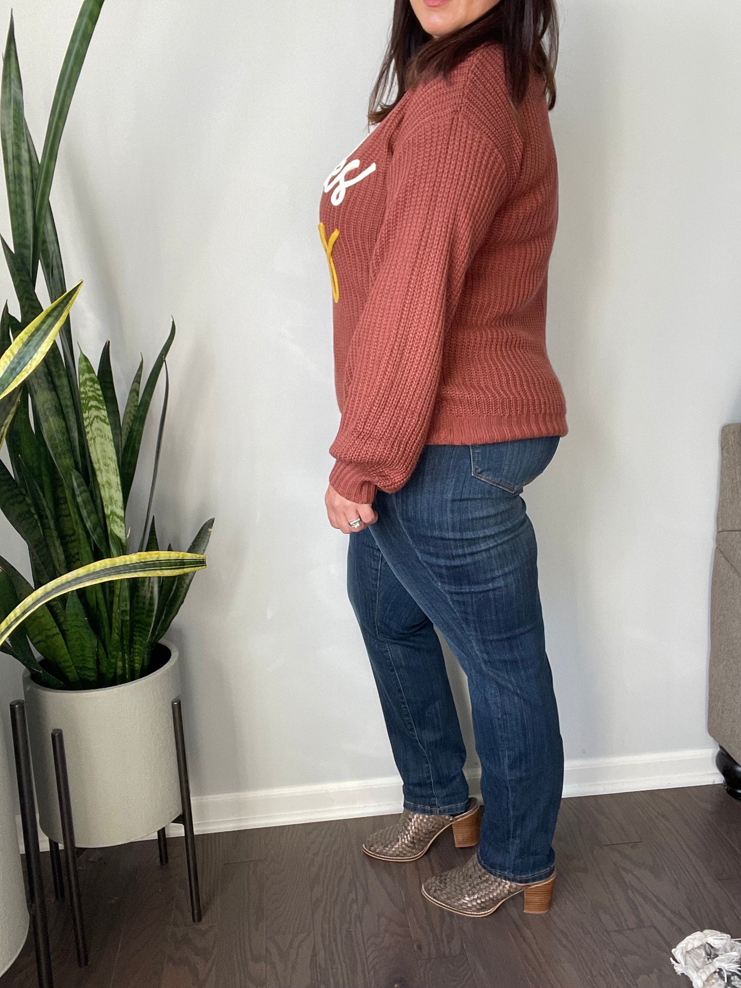 Turkey Day High Rise Pull On Double Cuff Slim Jeans (Tall/Long option)