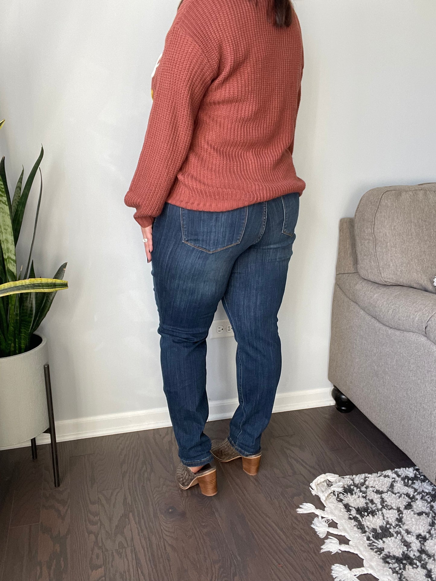 Turkey Day High Rise Pull On Double Cuff Slim Jeans (Tall/Long option)