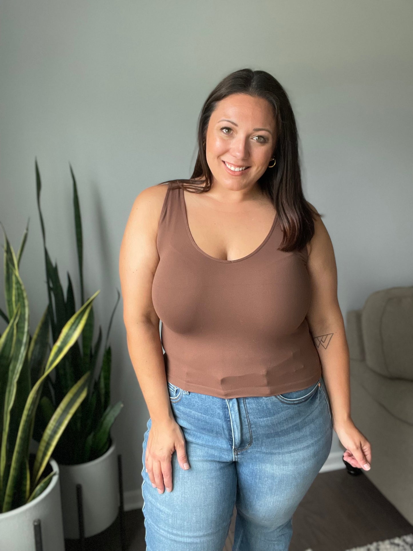 Carefree Seamless Reversible Tank in Brown