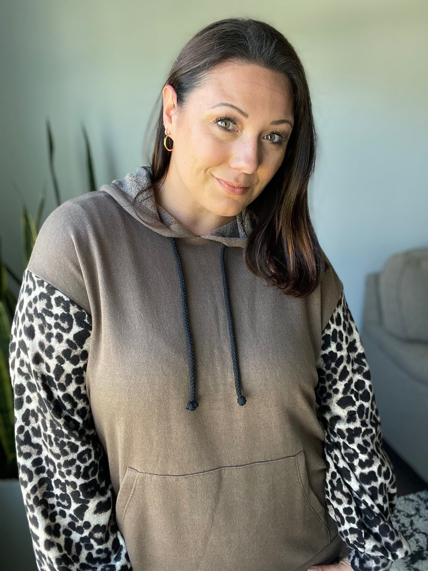 Here And There Leopard Print Hoodie