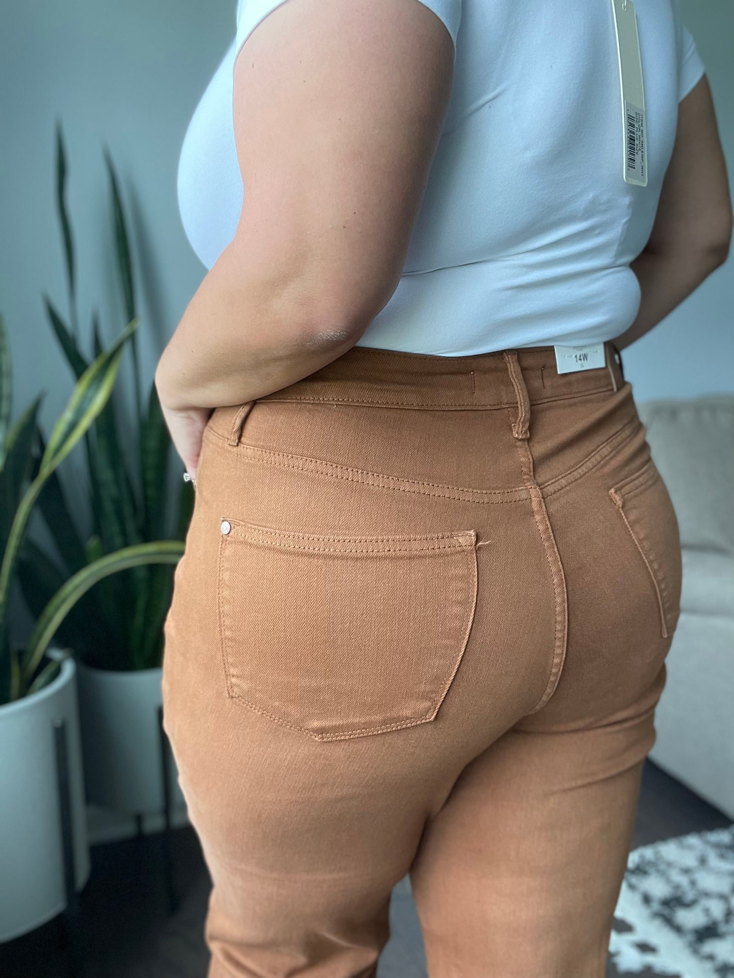 Briar High Rise Control Top Wide Leg Crop Jeans in Camel