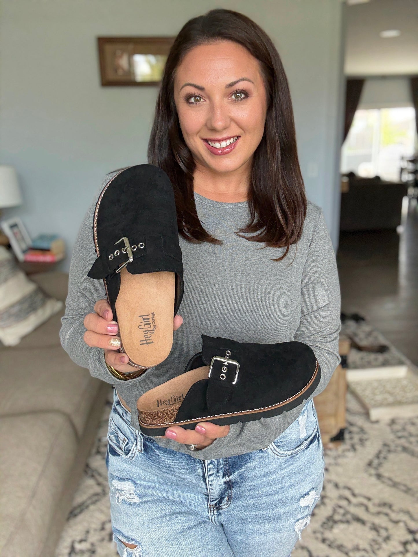 Corky's Black Vegan Suede Day Dream Clog Shoes in Black