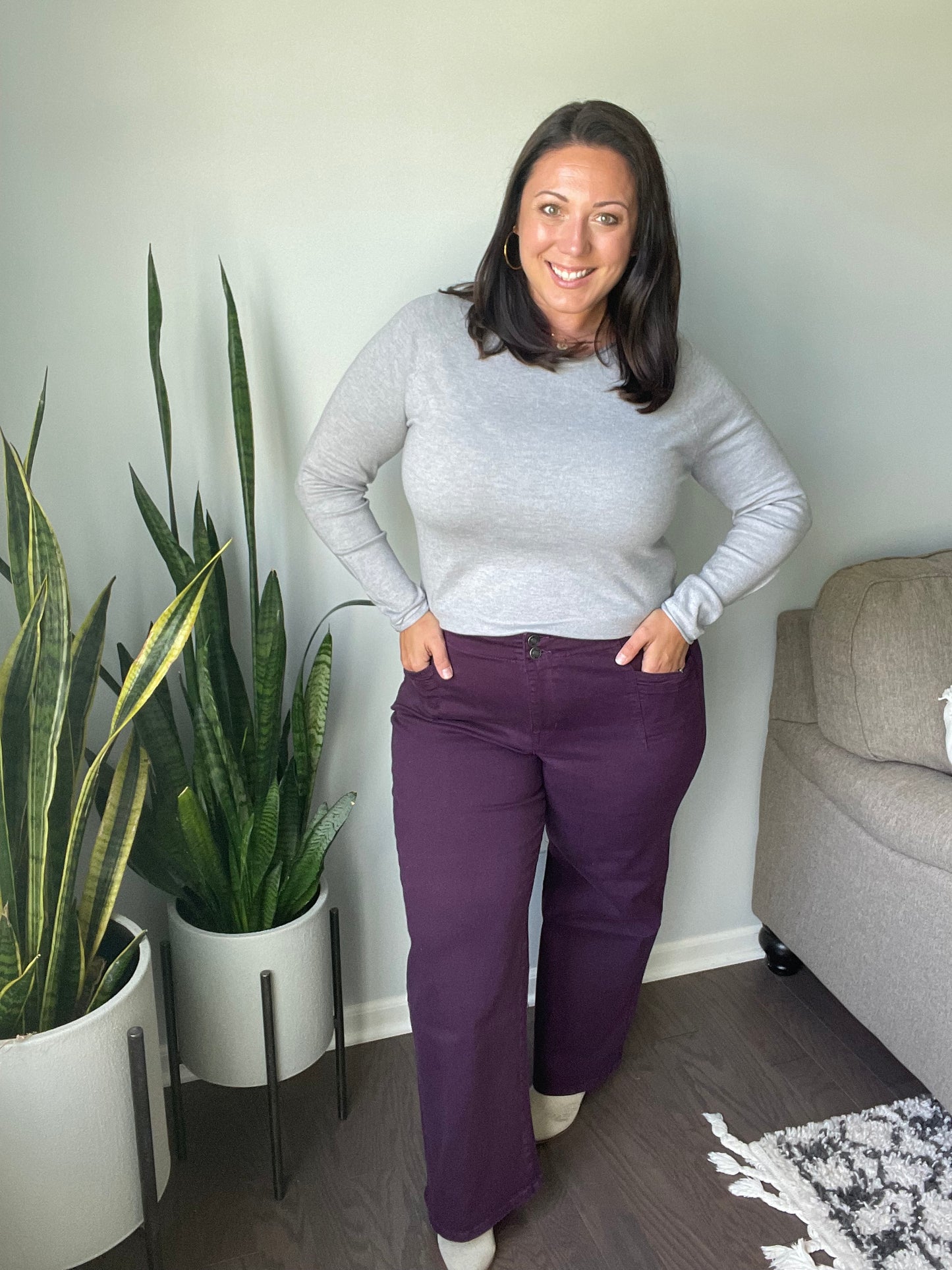 Petunia High Rise Wide Leg Jeans in Plum