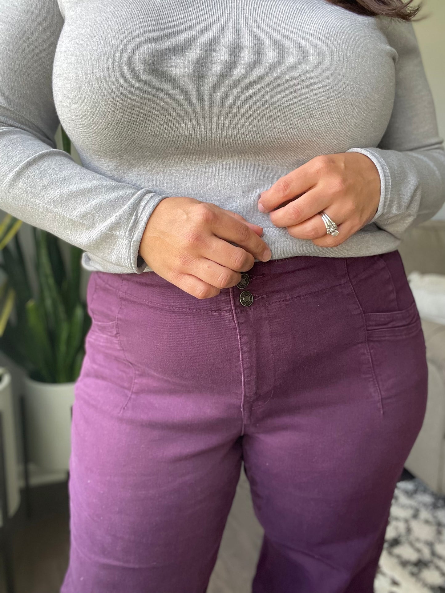 Petunia High Rise Wide Leg Jeans in Plum